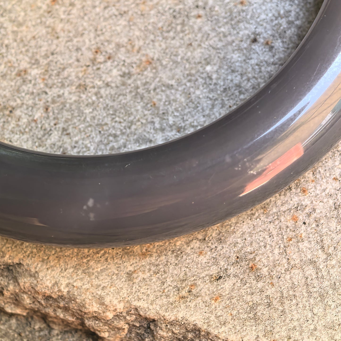 Natural Nephrite Deep Smoky Purple D-Shape Bangle · Hetian Jade 58mm