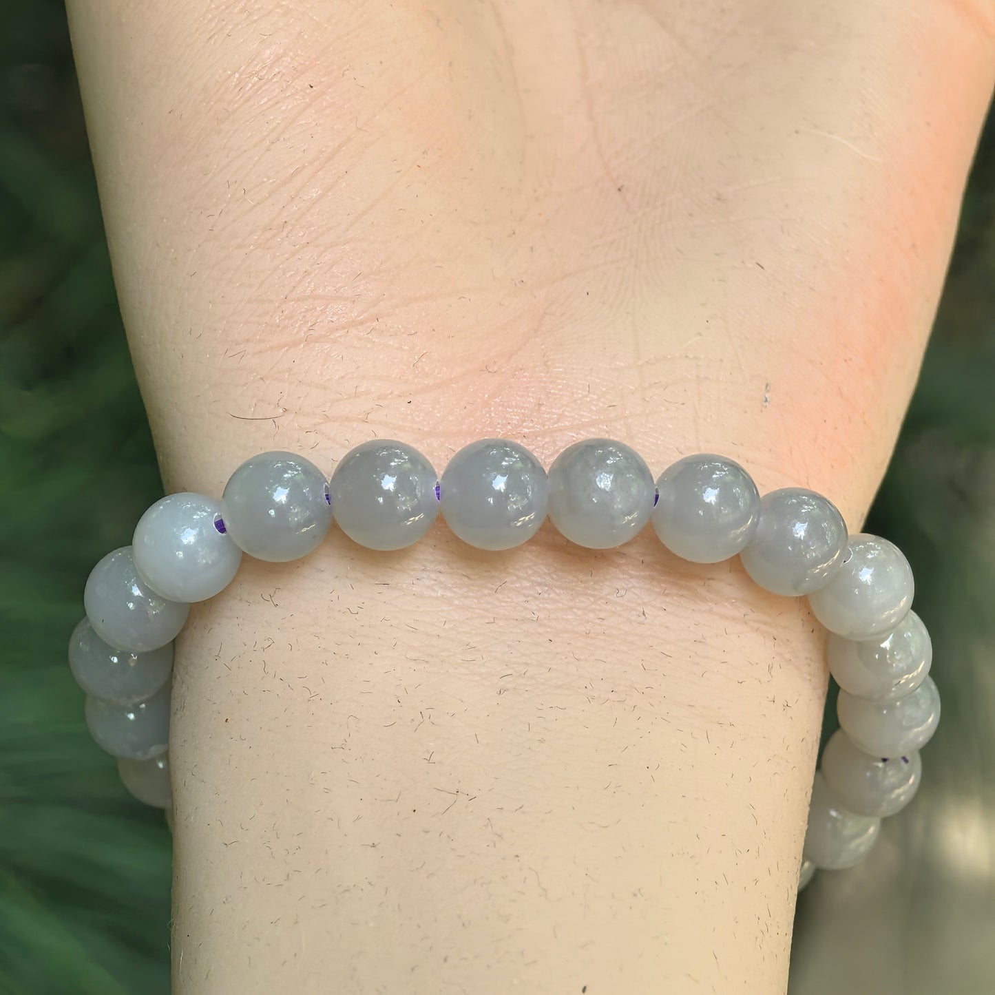 Natural Nephrite Gray Bead Bracelet · Hetian Jade 8mm