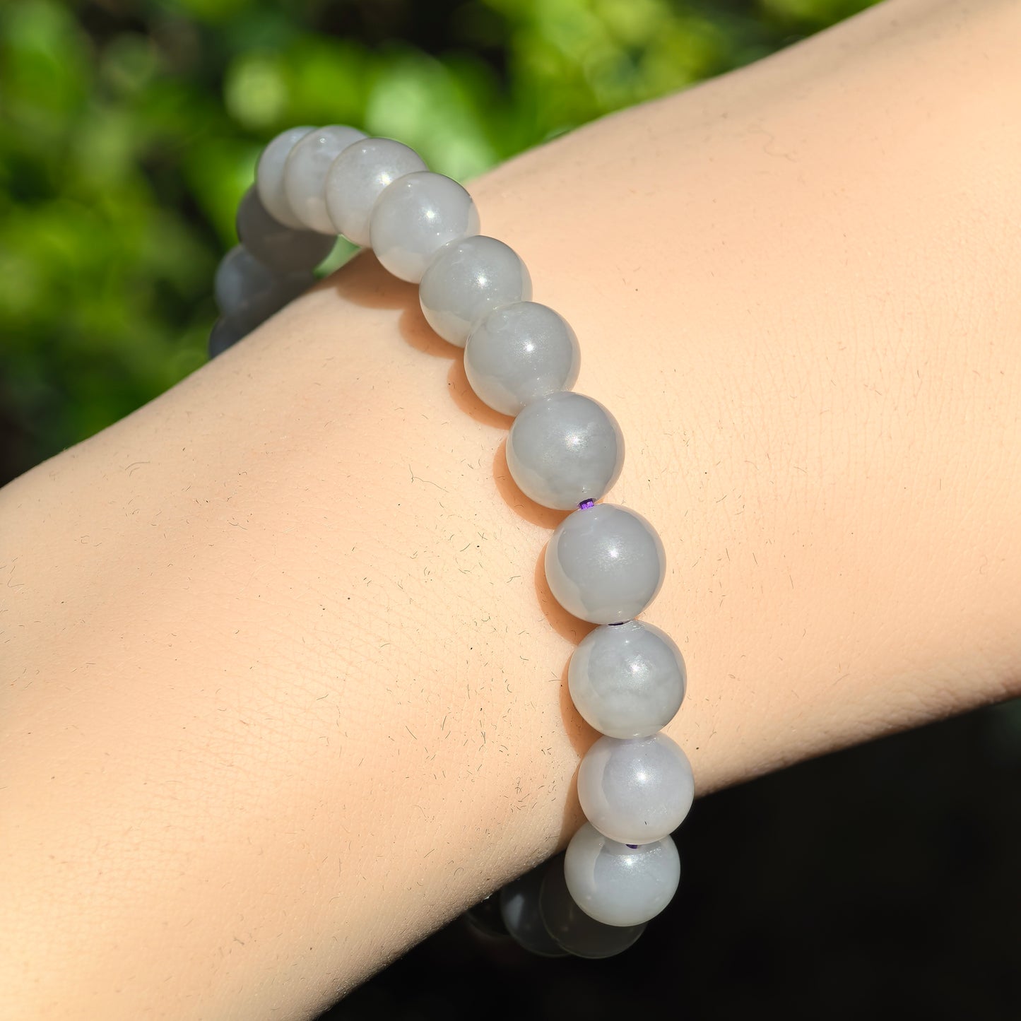 Natural Nephrite Gray Bead Bracelet · Hetian Jade 8mm