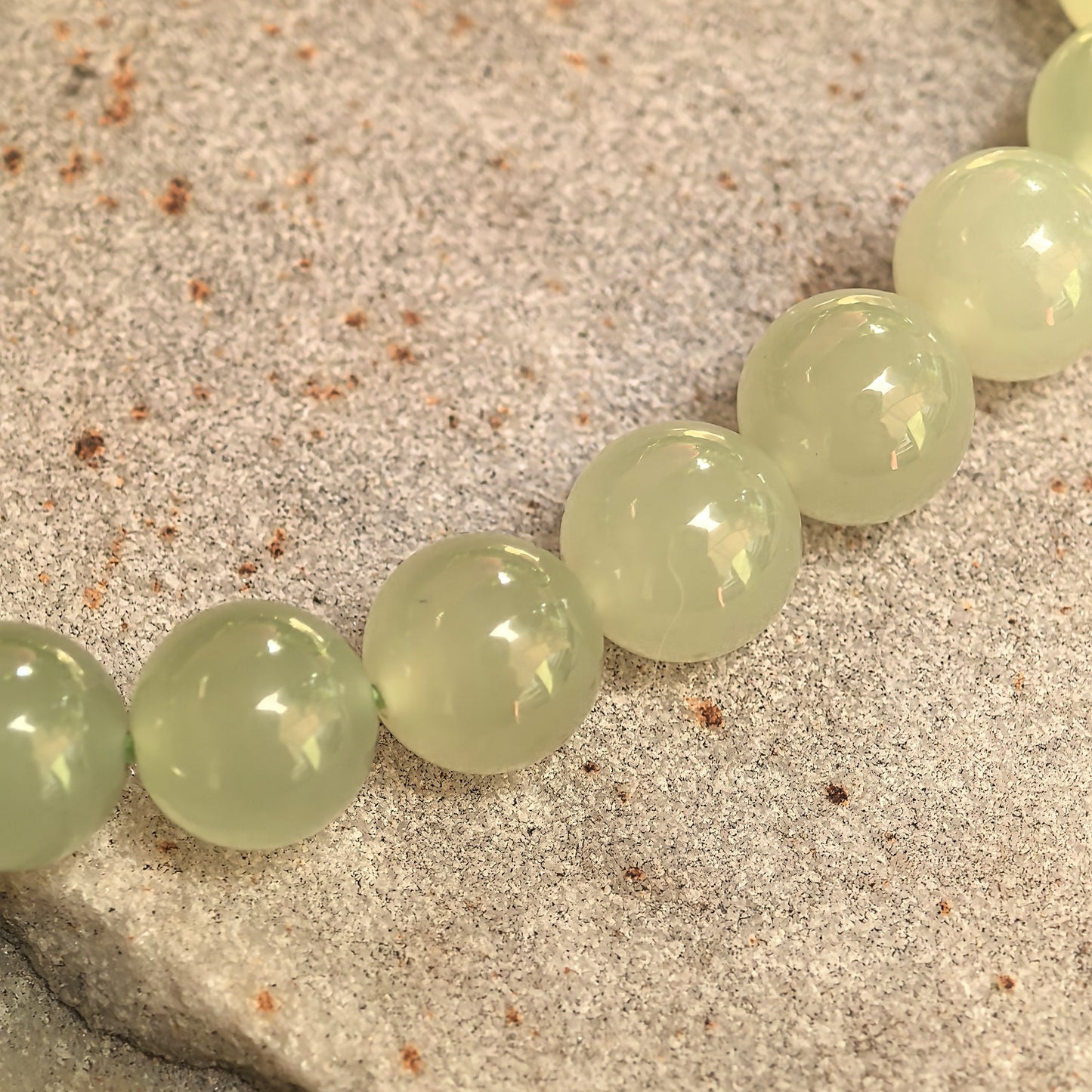 Natural Nephrite Celadon Green Bead Bracelet · Hetian Jade 8mm