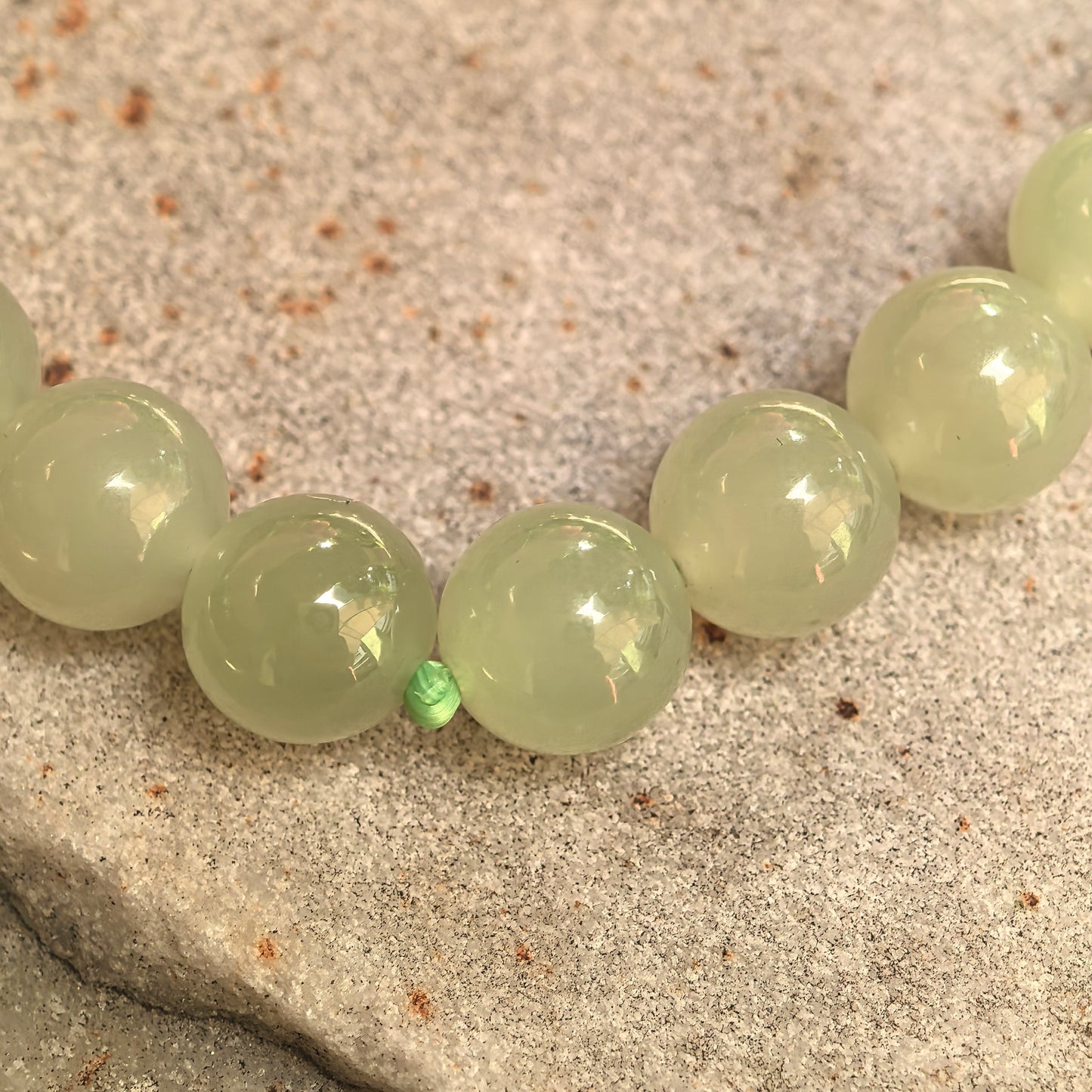 Natural Nephrite Celadon Green Bead Bracelet · Hetian Jade 8mm
