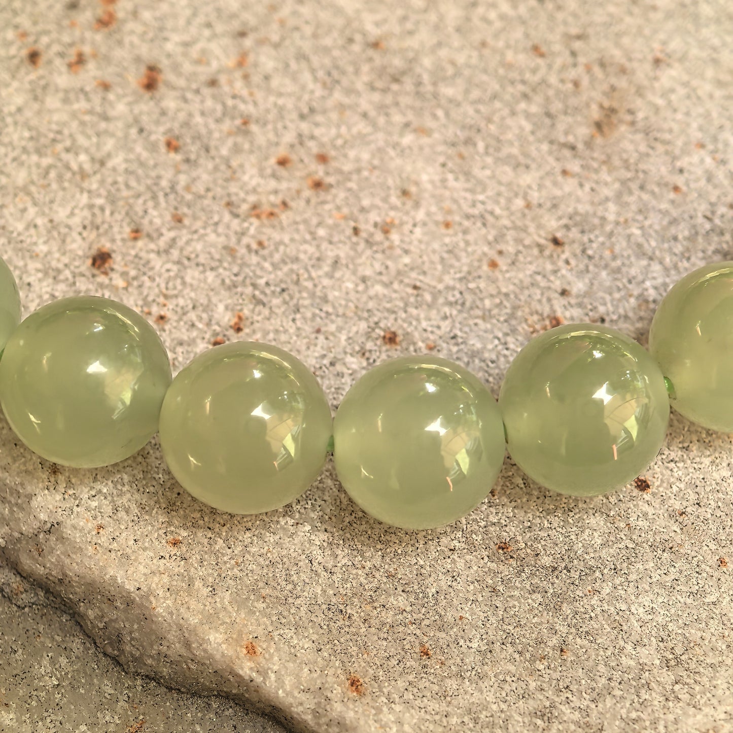 Natural Nephrite Celadon Green Bead Bracelet · Hetian Jade 8mm