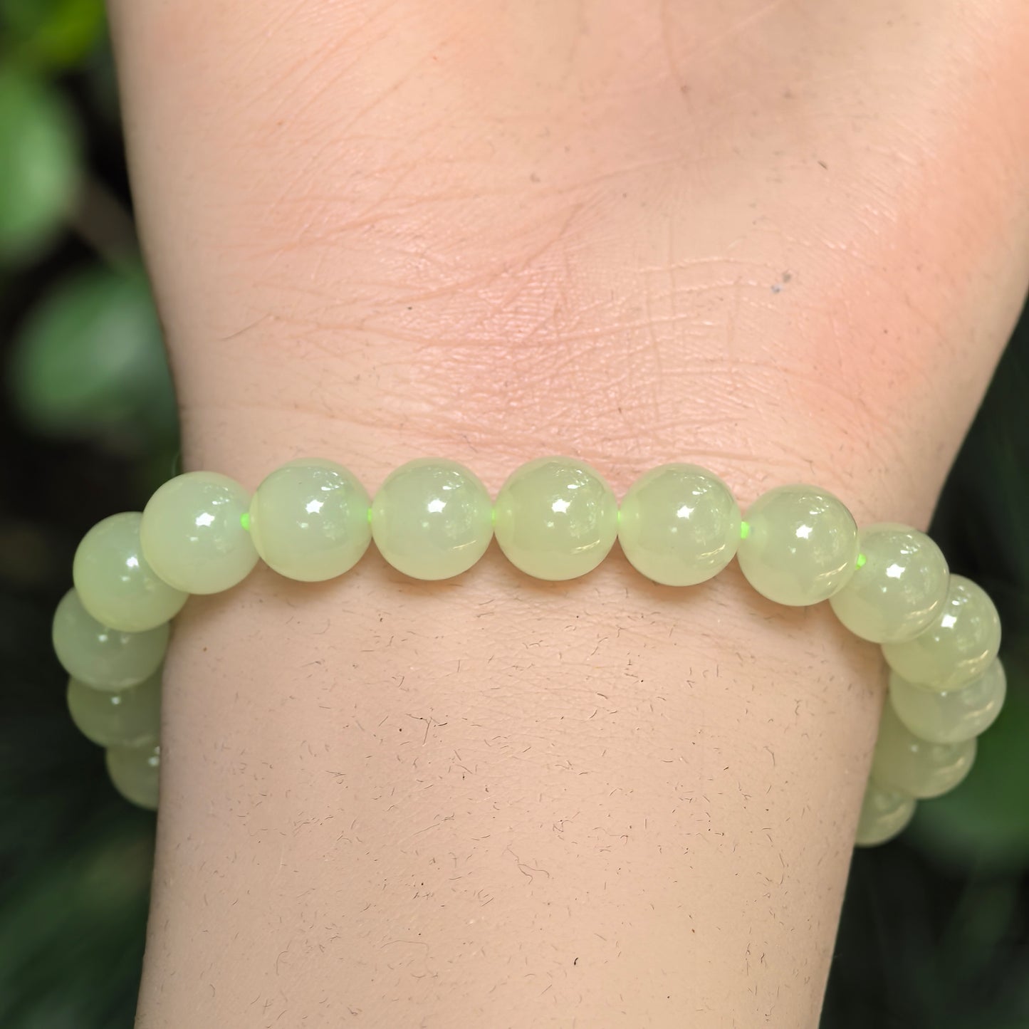 Natural Nephrite Yellow Bead Bracelet · Hetian Jade 8mm