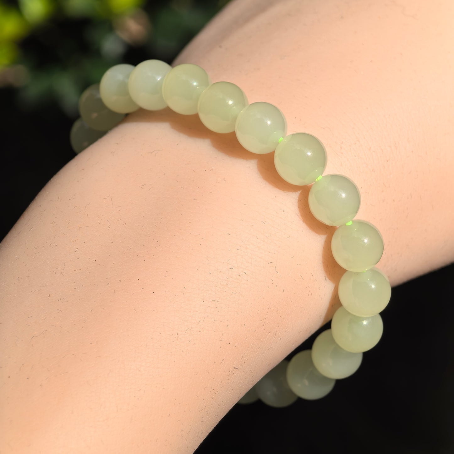 Natural Nephrite Yellow Bead Bracelet · Hetian Jade 8mm