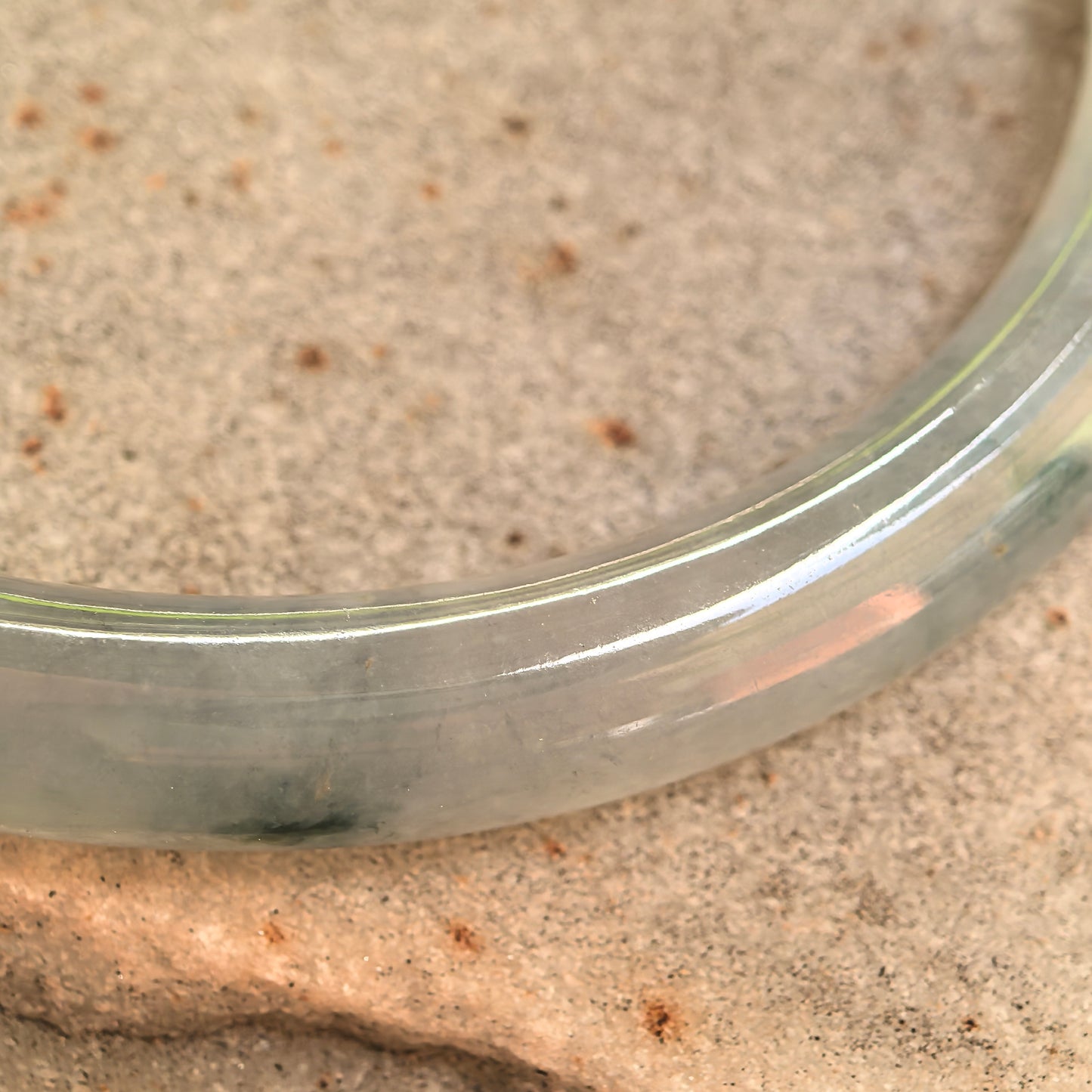 Natural Grade-A Glutinous-Icy Green Floating Flower Oval Jadeite Bangle · Burmese Jade 48mm