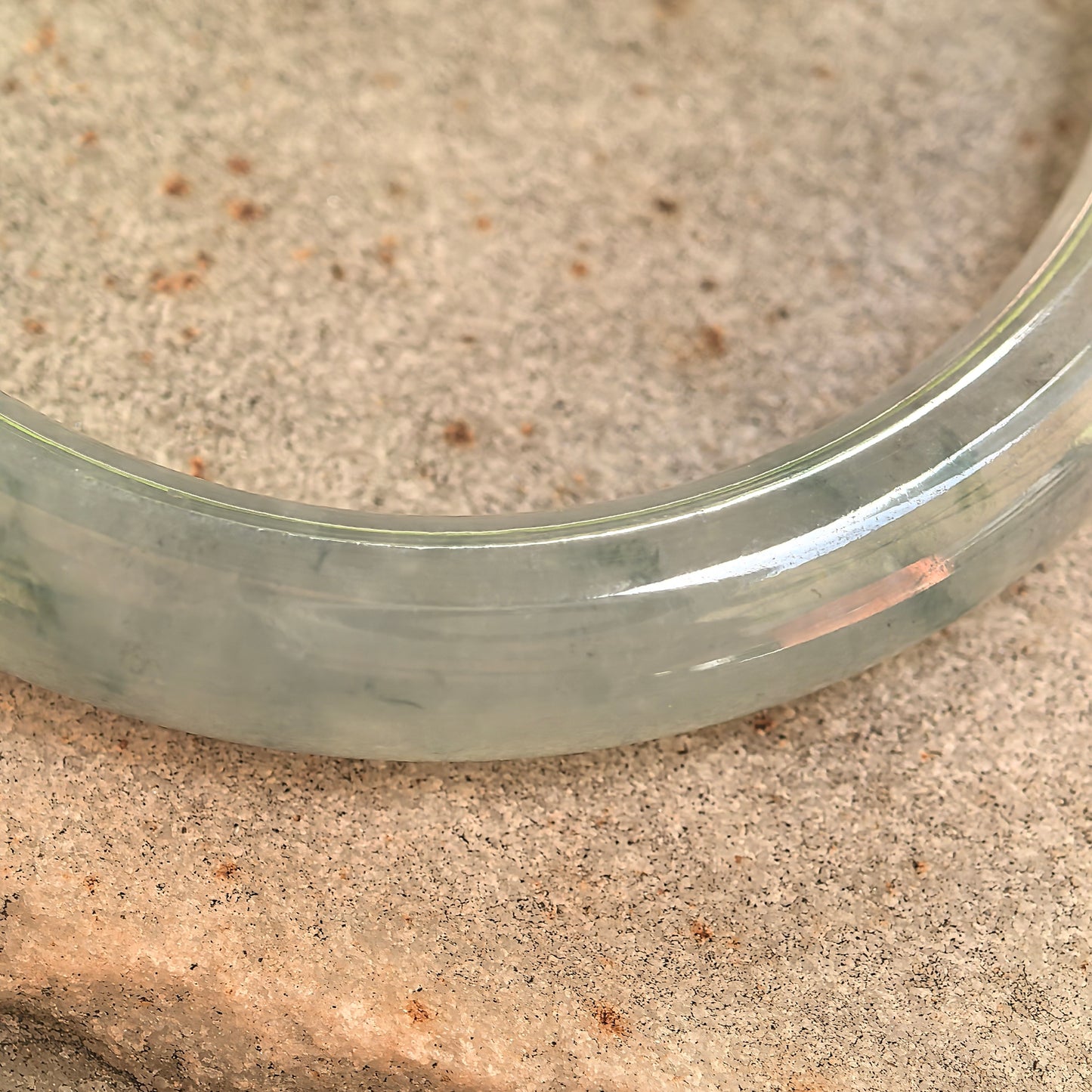 Natural Grade-A Glutinous-Icy Green Floating Flower Oval Jadeite Bangle · Burmese Jade 48mm