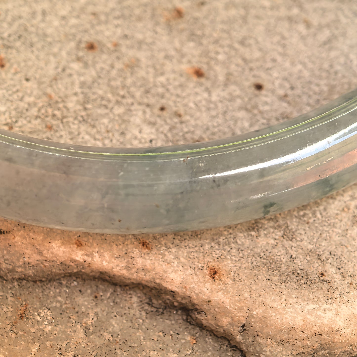 Natural Grade-A Glutinous-Icy Green Floating Flower Oval Jadeite Bangle · Burmese Jade 48mm