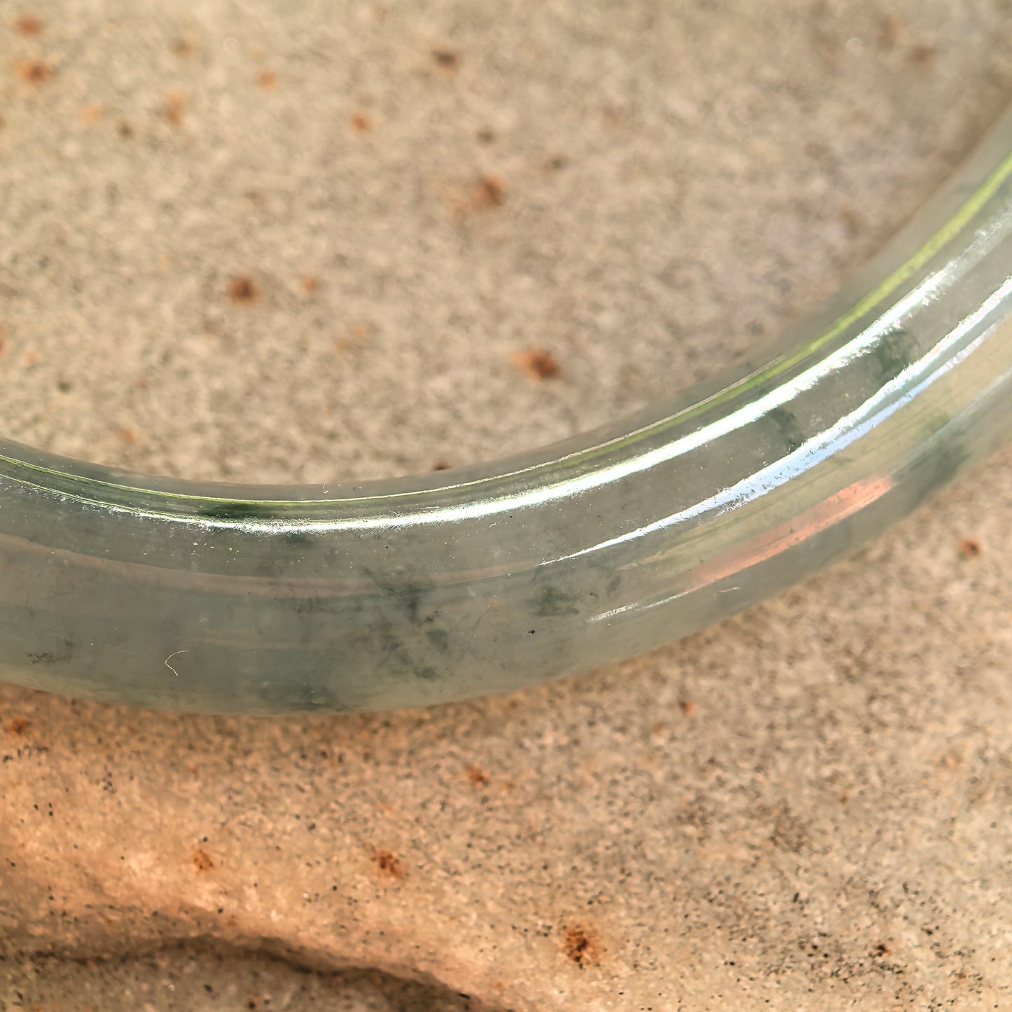 Natural Grade-A Glutinous-Icy Green Floating Flower Oval Jadeite Bangle · Burmese Jade 48mm