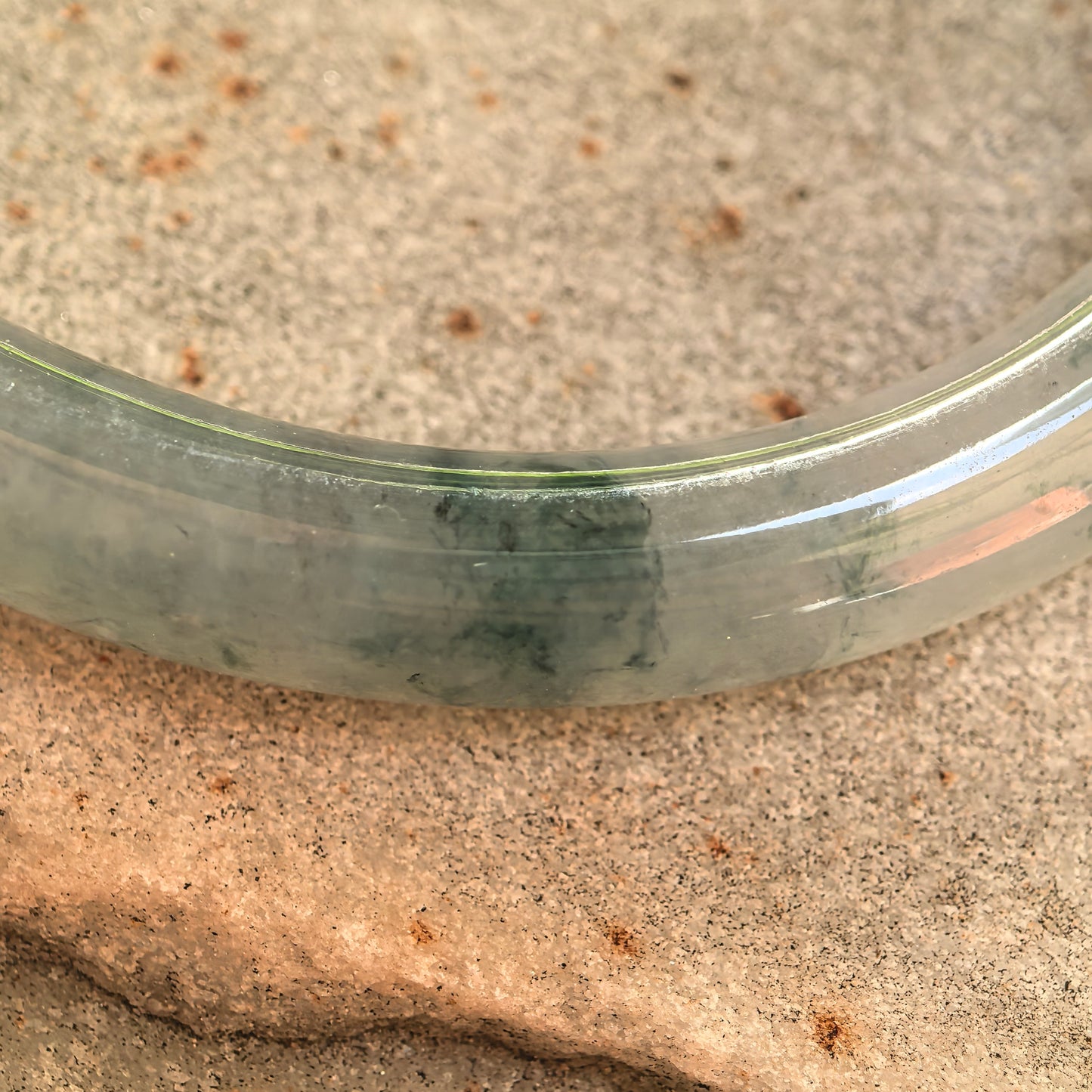 Natural Grade-A Glutinous-Icy Green Floating Flower Oval Jadeite Bangle · Burmese Jade 48mm