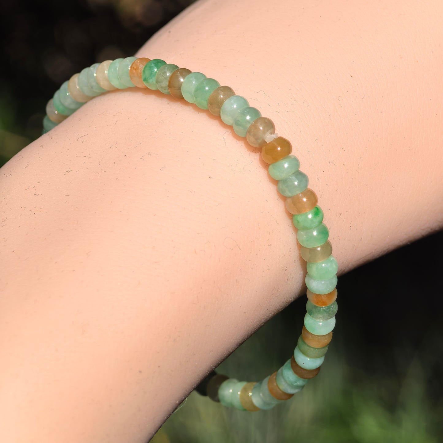 Natural Grade-A Glutinous-Icy Multicolor Jadeite Abacus Bead Bracelet · Burmese Jade 4.6mm