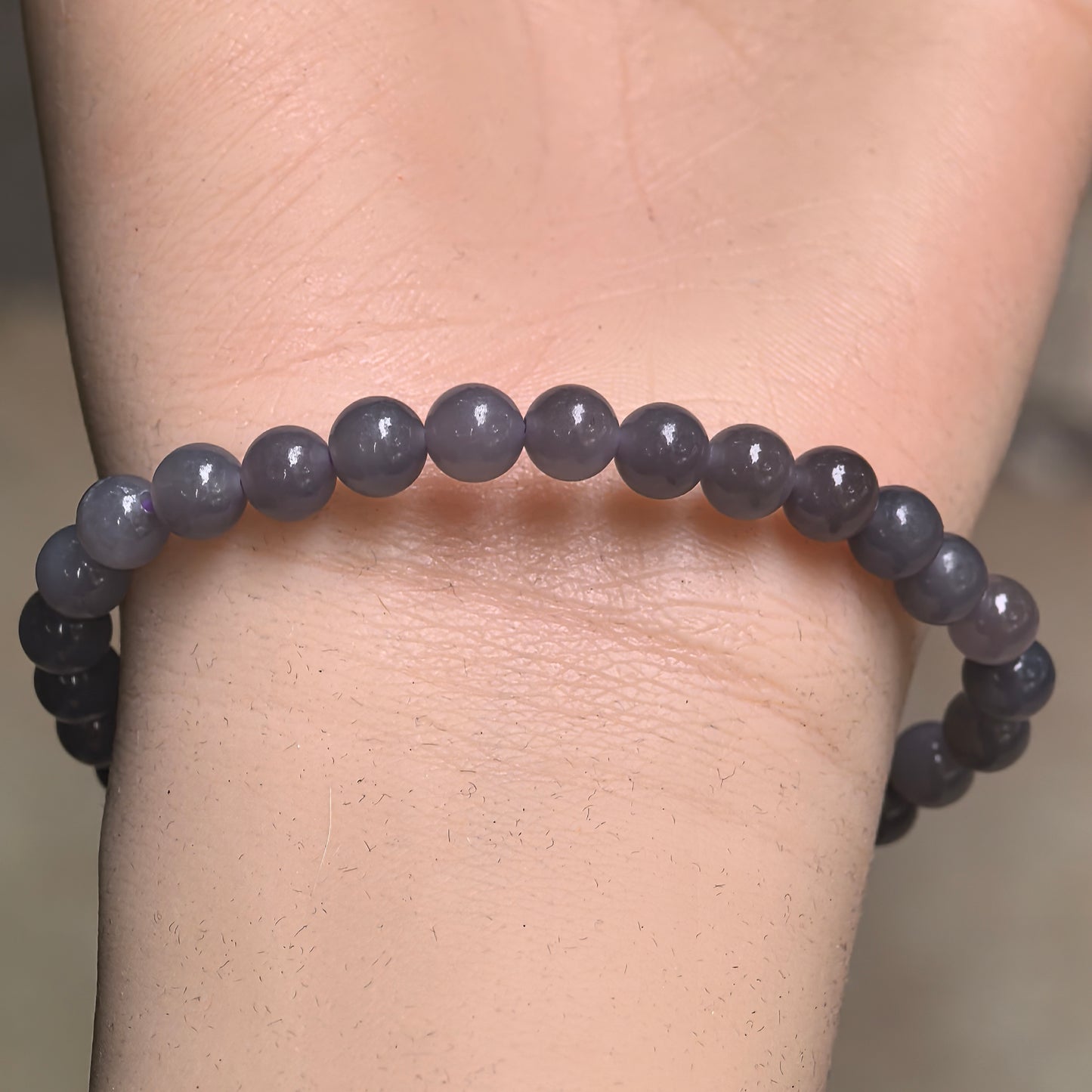 Natural Nephrite Smoky Purple Bead Bracelet · Hetian Jade 6mm