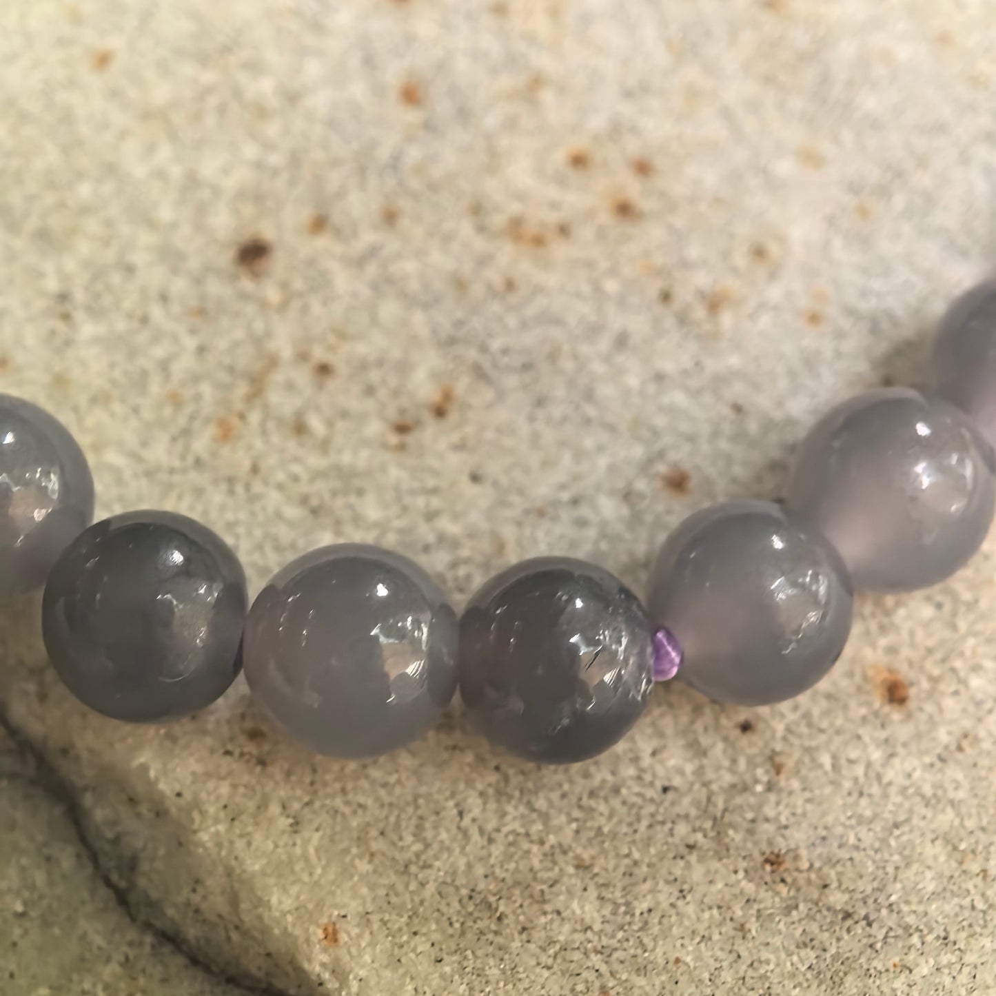 Natural Nephrite Smoky Purple Bead Bracelet · Hetian Jade 6mm
