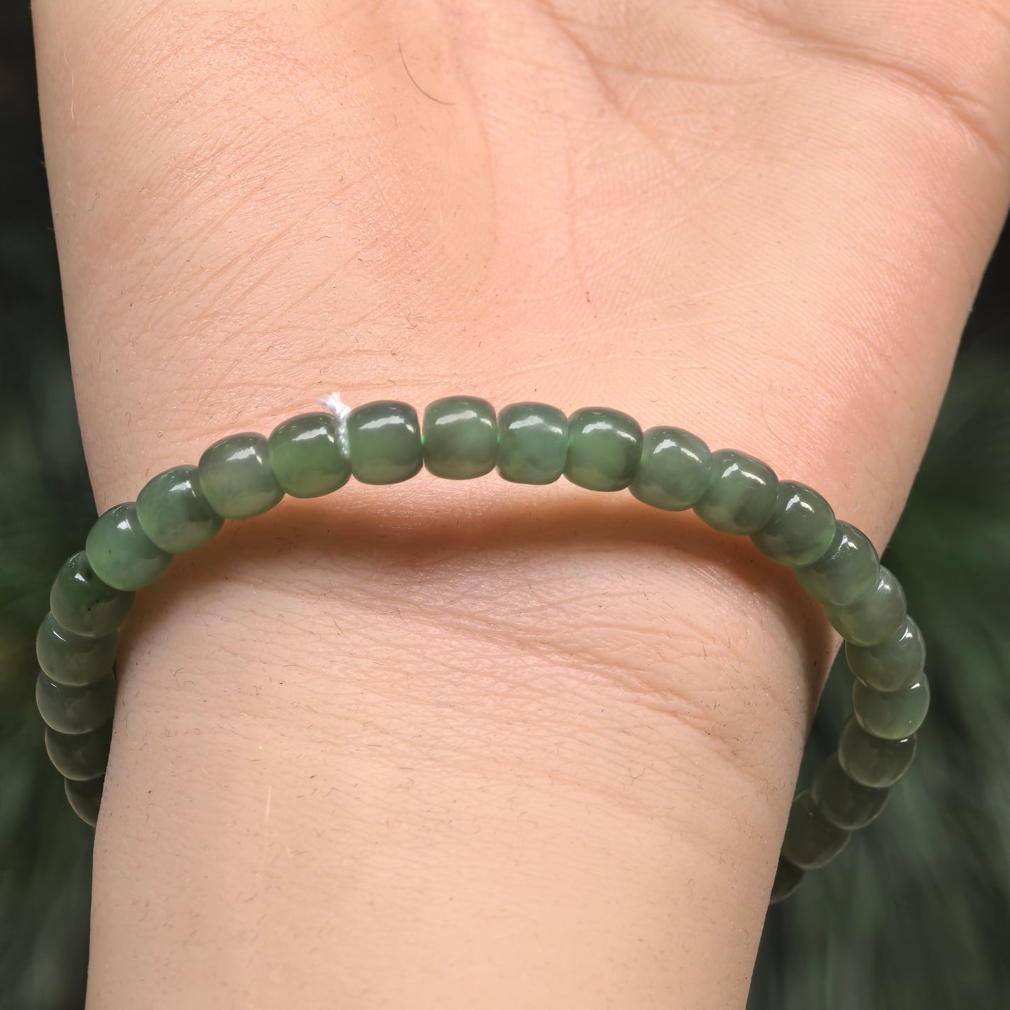 Natural Nephrite Green Abacus Bead Bracelet · Hetian Jade 6mm
