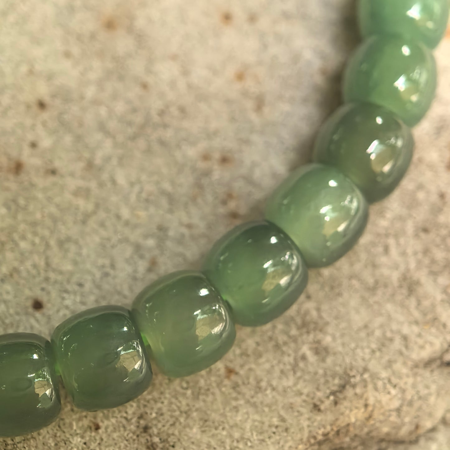 Natural Nephrite Green Abacus Bead Bracelet · Hetian Jade 6mm