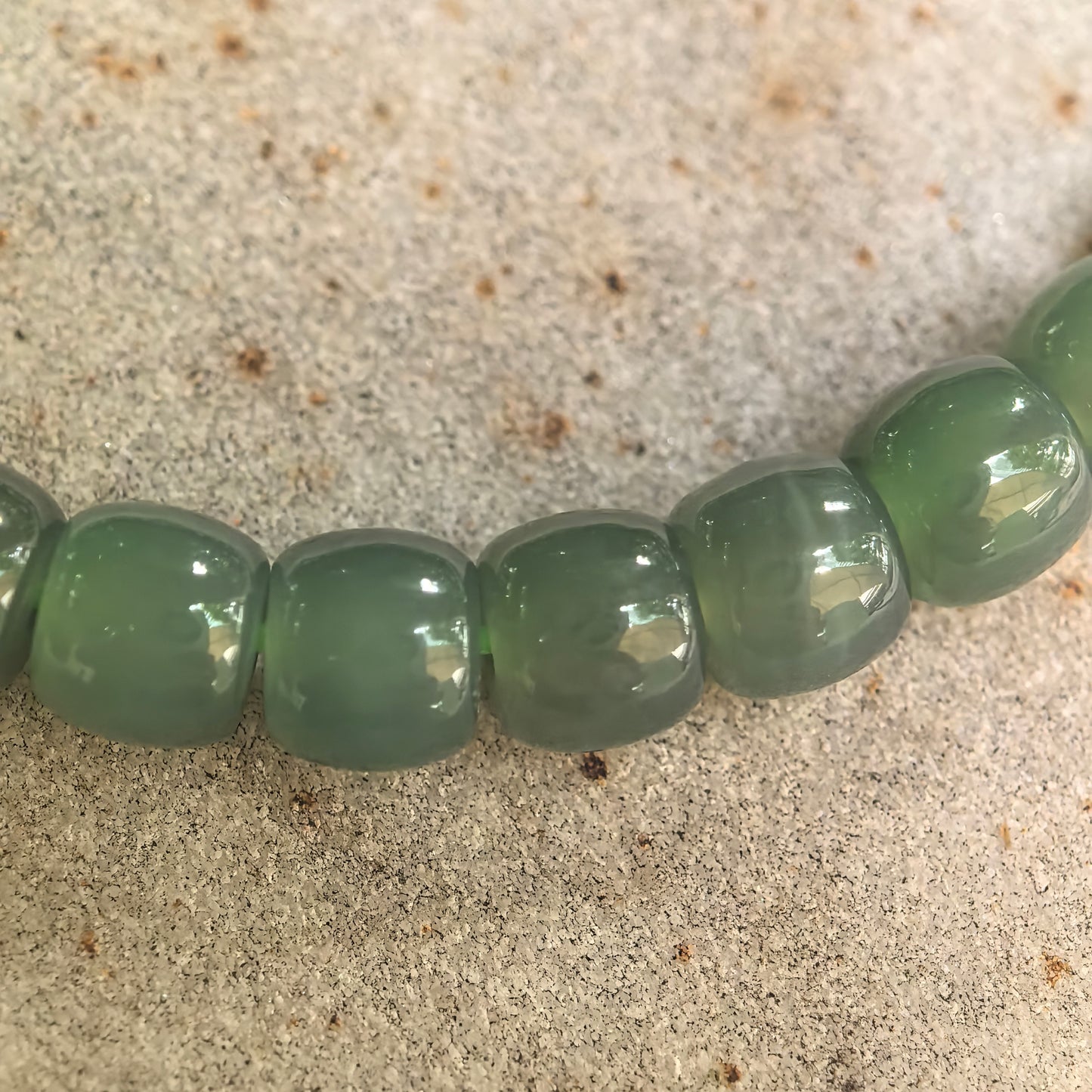 Natural Nephrite Green Abacus Bead Bracelet · Hetian Jade 6mm