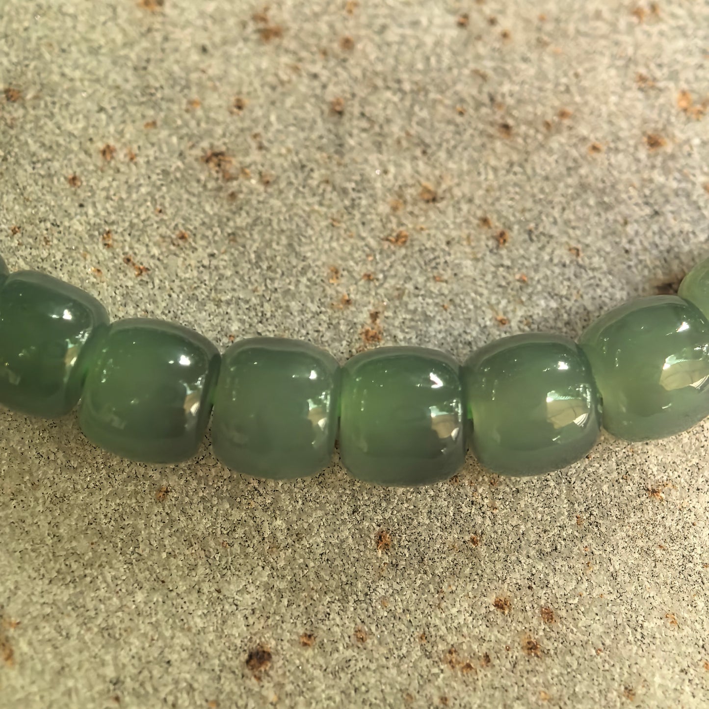 Natural Nephrite Green Abacus Bead Bracelet · Hetian Jade 6mm