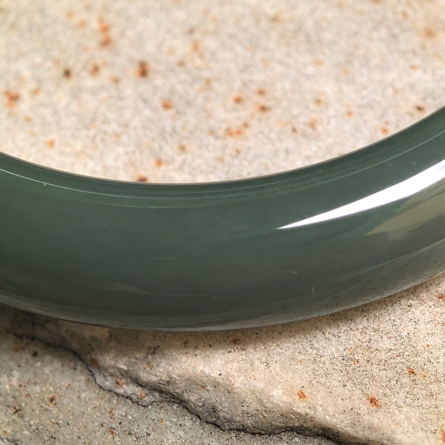 Natural Nephrite Dark Green D-Shape Bangle · Hetian Jade