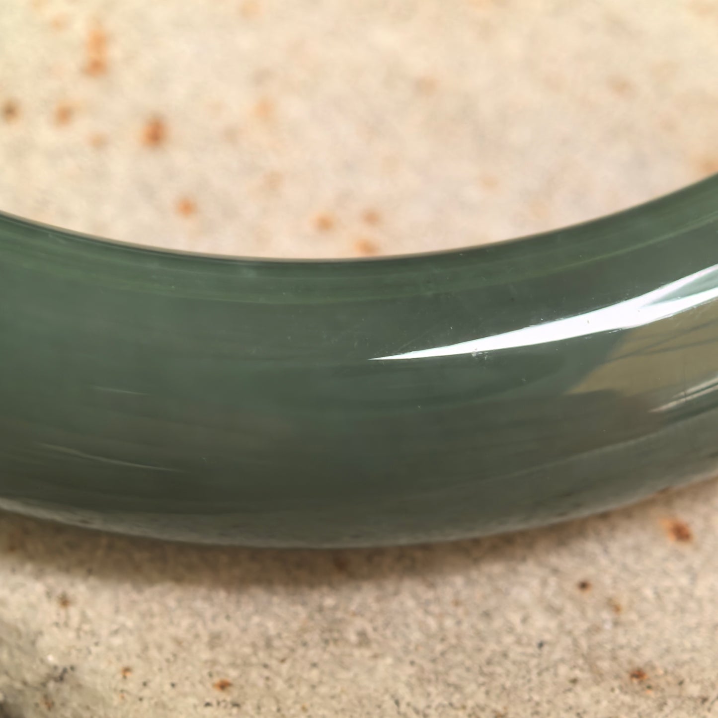 Natural Nephrite Dark Green D-Shape Bangle · Hetian Jade