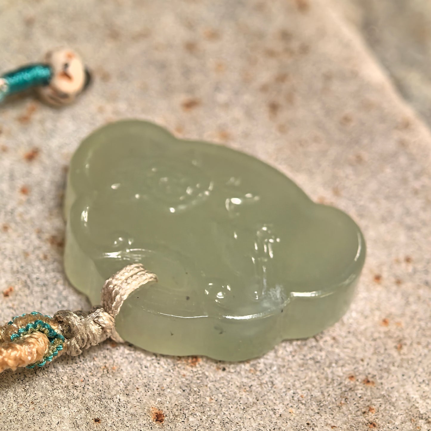 Natural Nephrite Light Green Lotus Fish Pendant · Hetian Jade