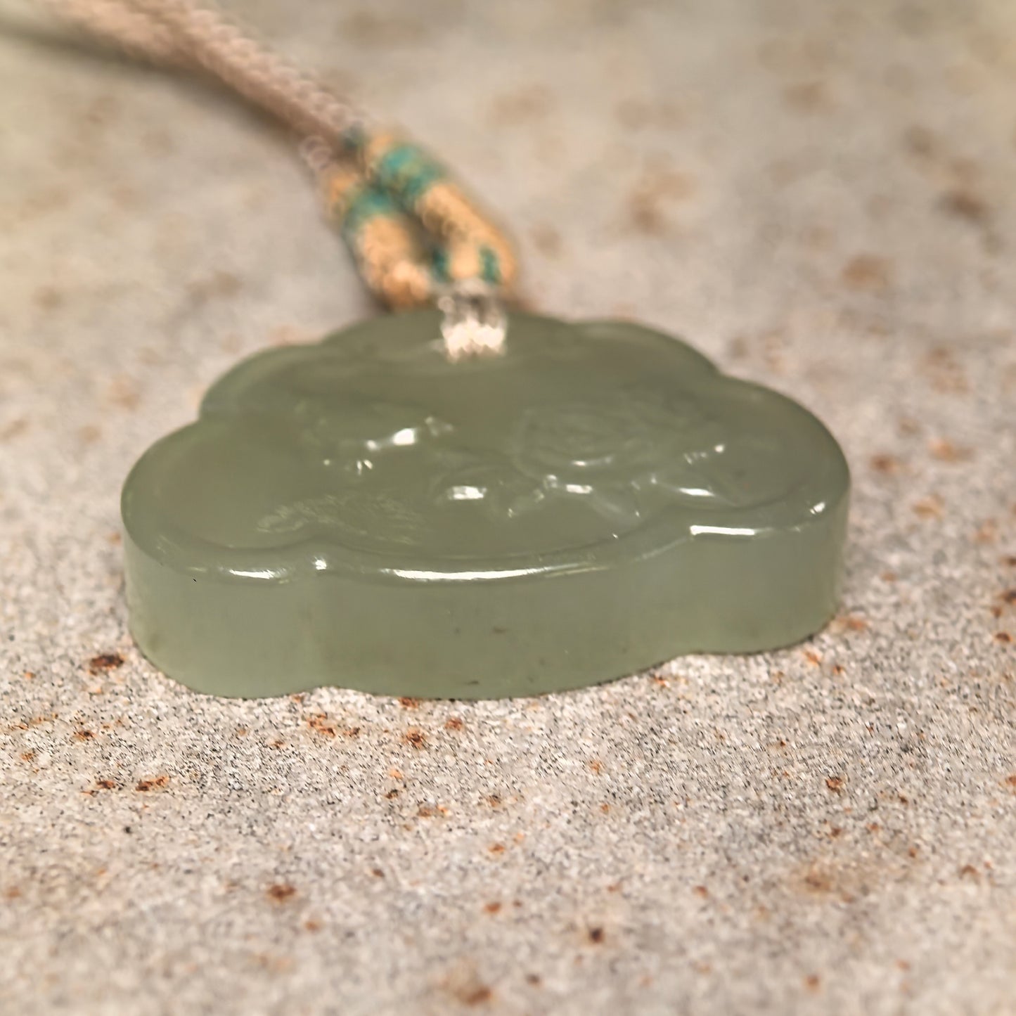 Natural Nephrite Light Green Lotus Fish Pendant · Hetian Jade