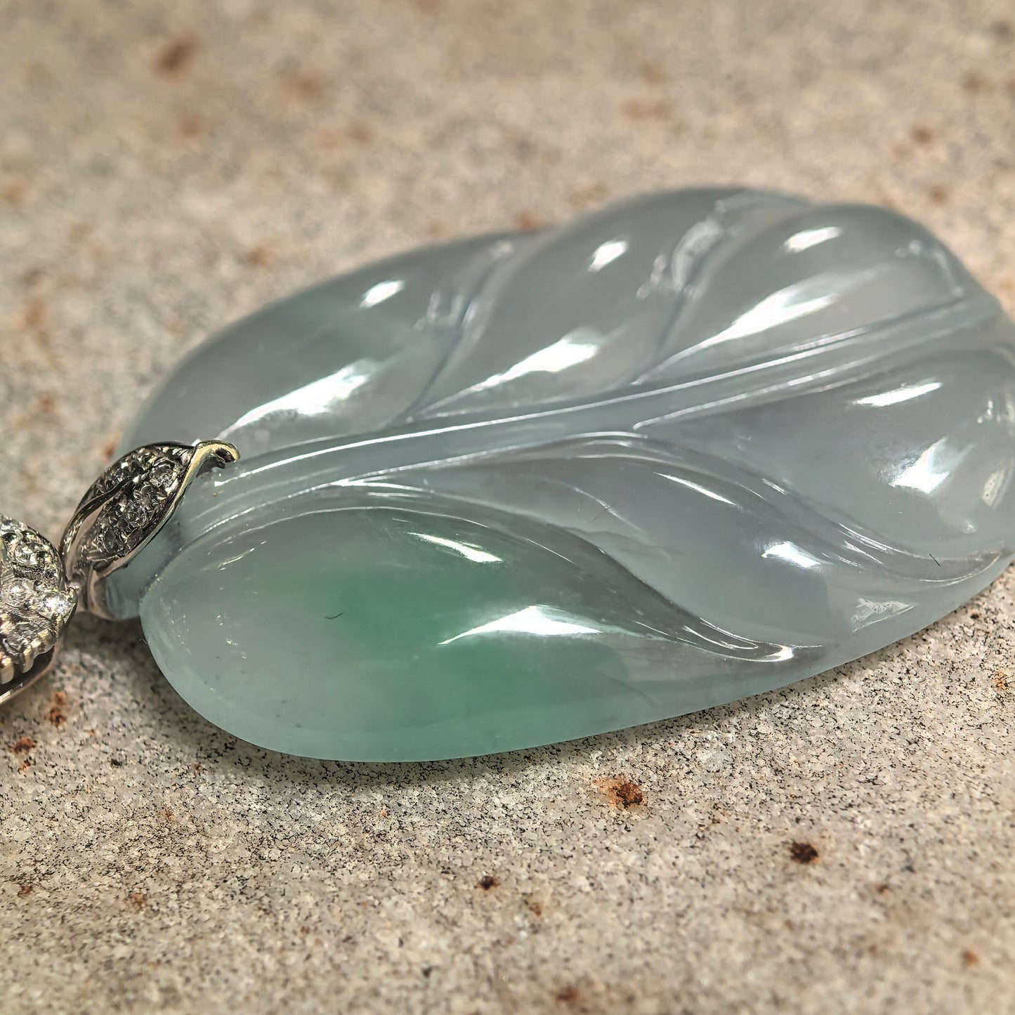 Natural Grade-A Icy Glutinous Light Green Jadeite Leaf Pendant · Burmese Jade