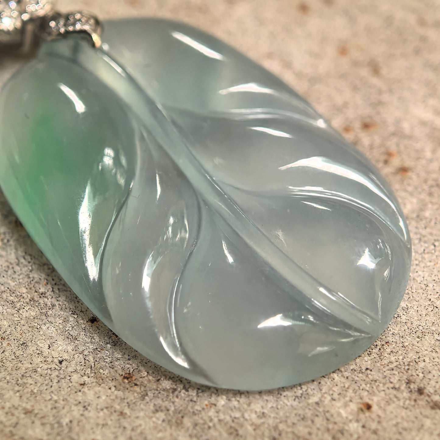 Natural Grade-A Icy Glutinous Light Green Jadeite Leaf Pendant · Burmese Jade