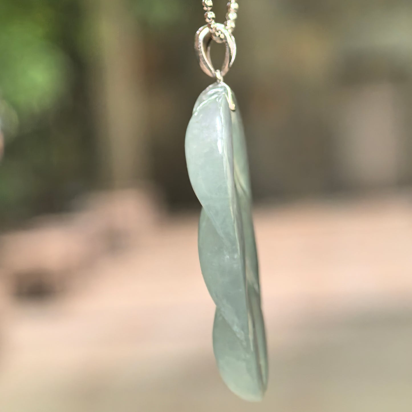Natural Grade-A Icy Glutinous Light Green Jadeite Leaf Pendant · Burmese Jade