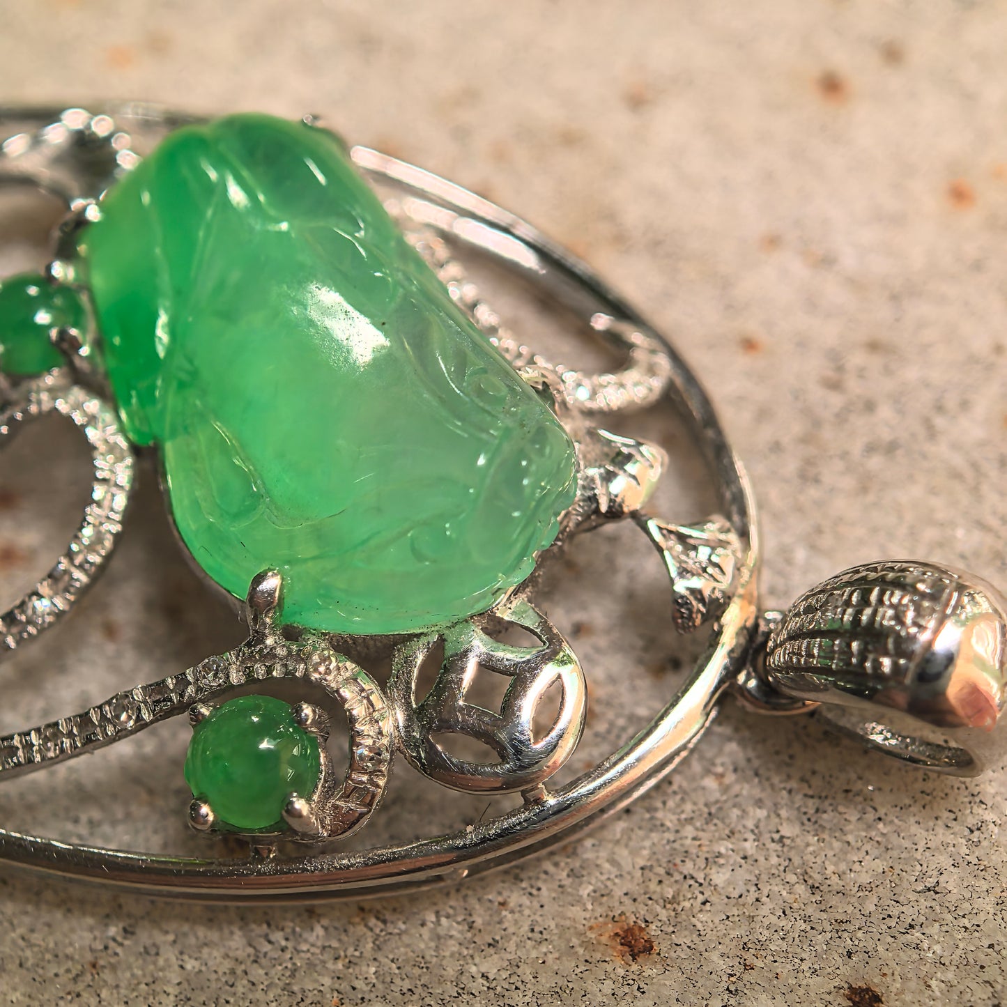 Natural Grade-A Icy Green Pixiu Jadeite Pendant · Burmese Jade