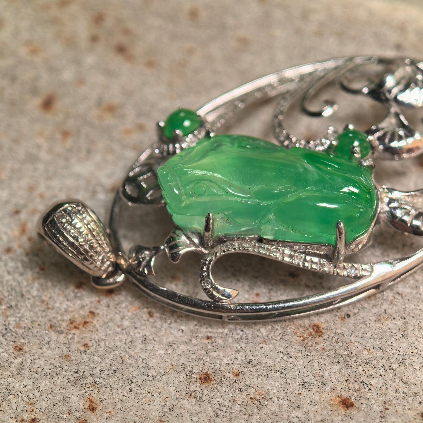 Natural Grade-A Icy Green Pixiu Jadeite Pendant · Burmese Jade