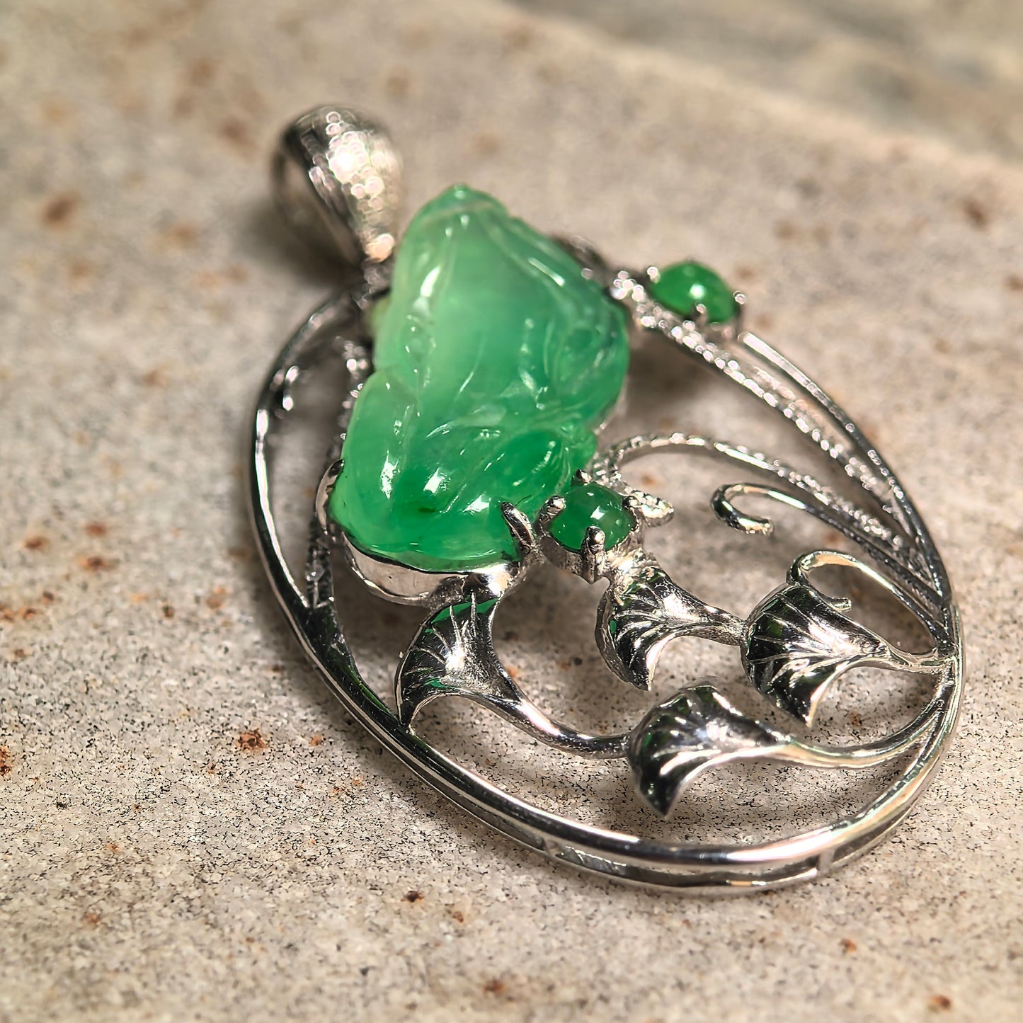 Natural Grade-A Icy Green Pixiu Jadeite Pendant · Burmese Jade