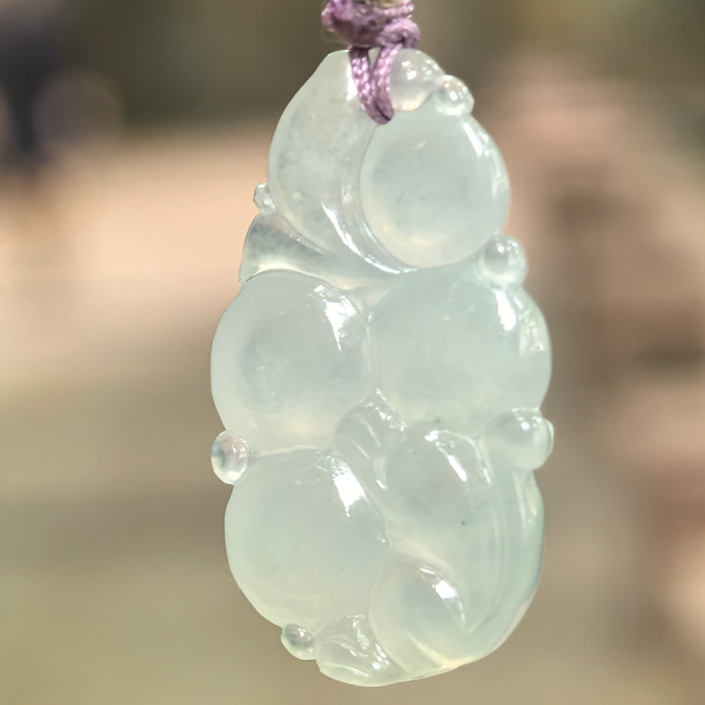 Natural Grade-A Glutinous Icy Pale Green Monkey Jadeite Pendant · Burmese Jade