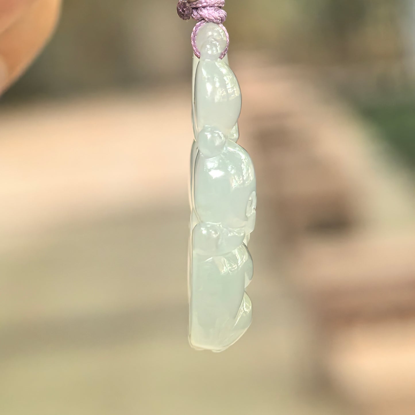 Natural Grade-A Glutinous Icy Pale Green Monkey Jadeite Pendant · Burmese Jade