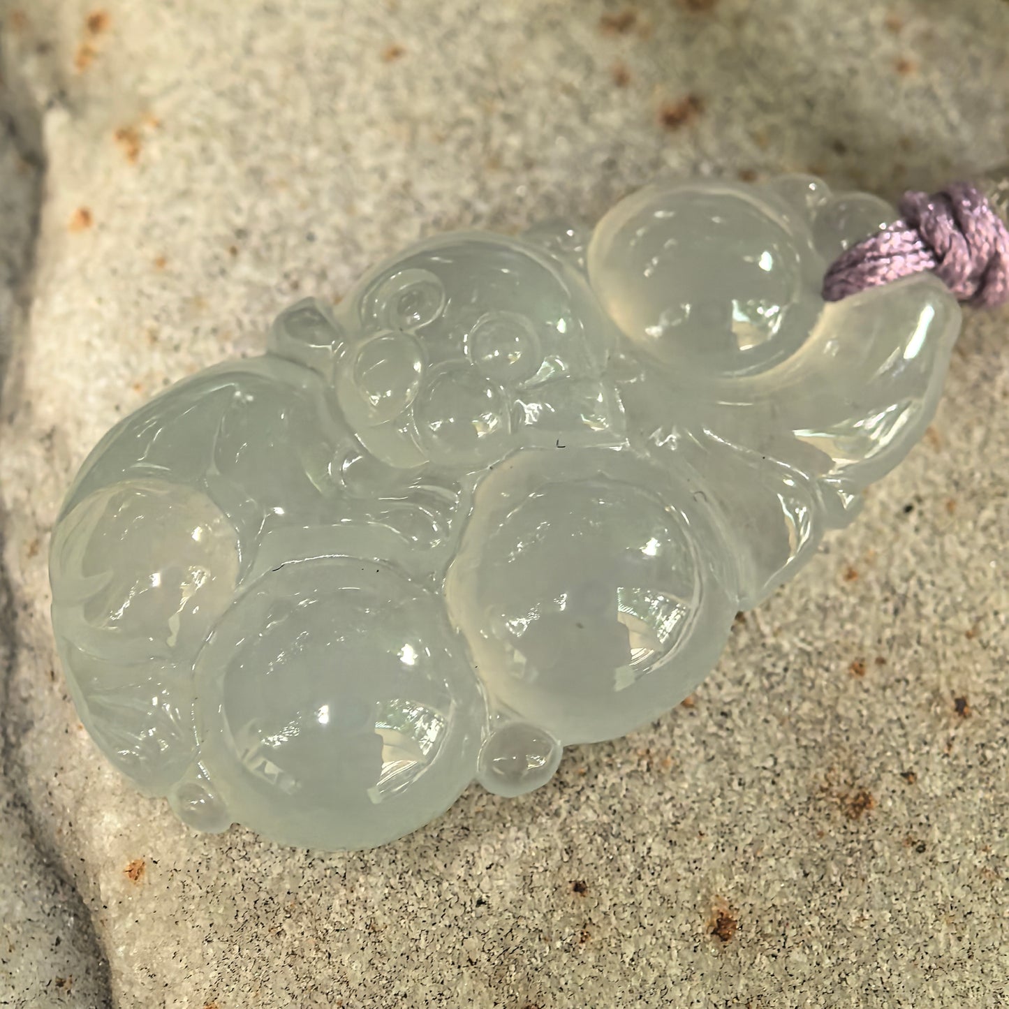Natural Grade-A Glutinous Icy Pale Green Monkey Jadeite Pendant · Burmese Jade