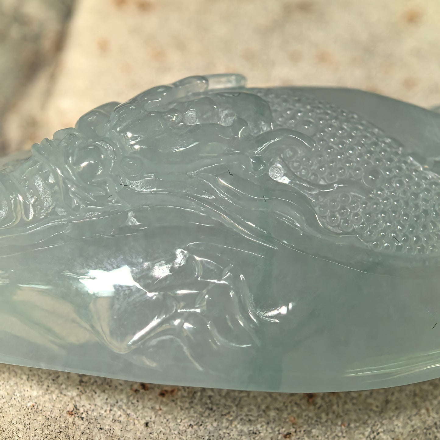 Natural Grade-A Icy Glutinous Light Green Dragon Jadeite Pendant · Burmese Jade