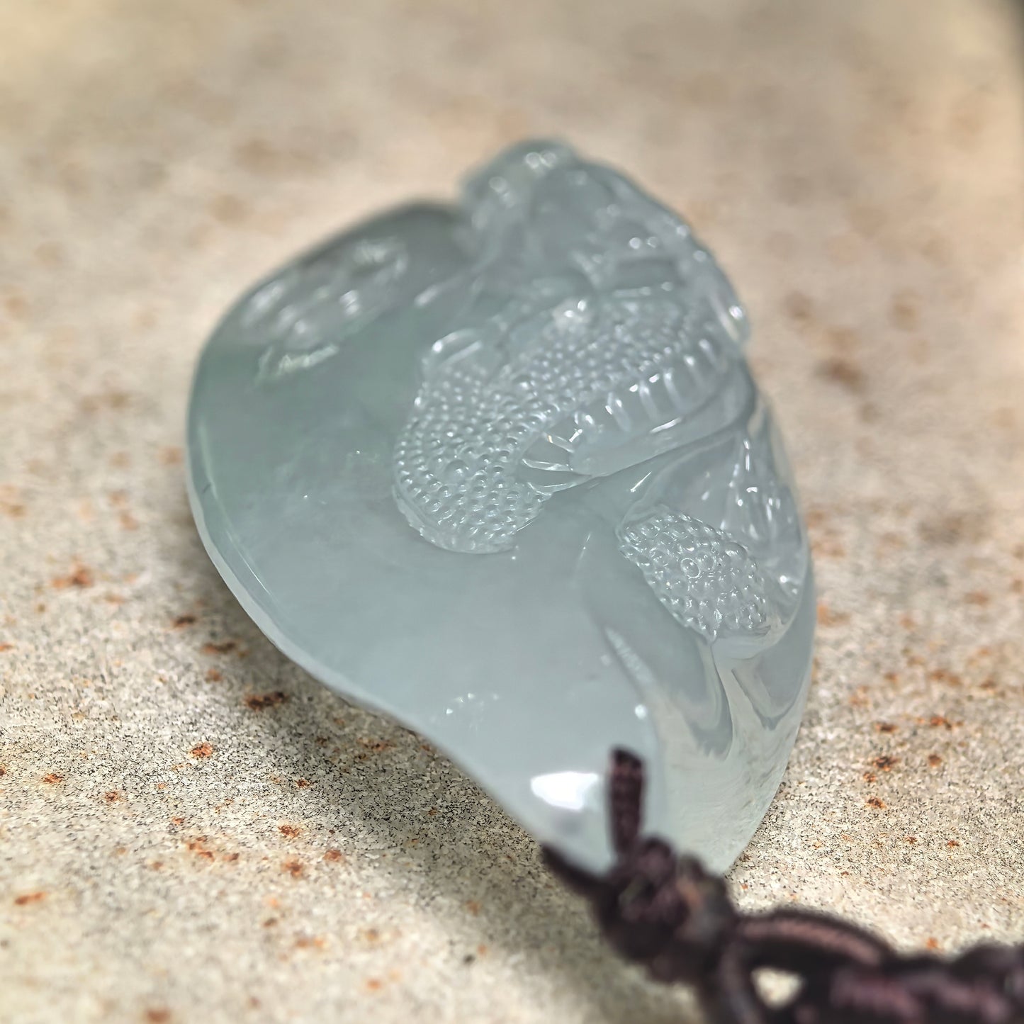 Natural Grade-A Icy Glutinous Light Green Dragon Jadeite Pendant · Burmese Jade