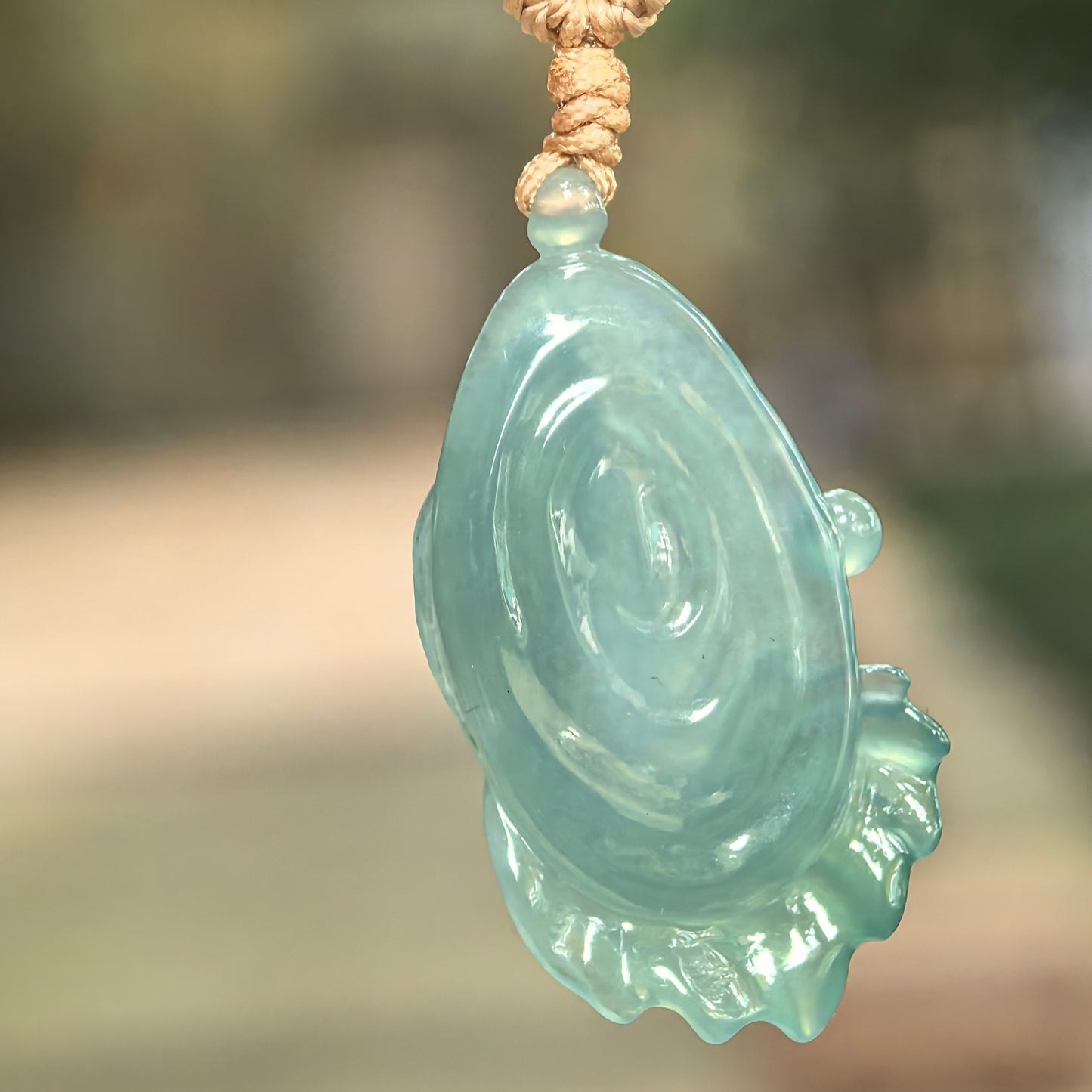 Natural Grade-A Icy Glutinous Deep Green Fish Jadeite Pendant · Burmese Jade