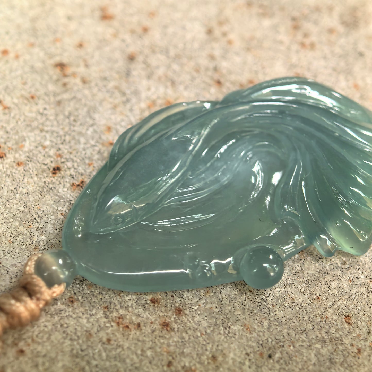 Natural Grade-A Icy Glutinous Deep Green Fish Jadeite Pendant · Burmese Jade