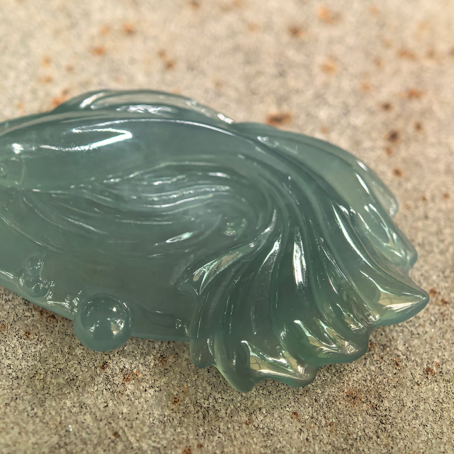 Natural Grade-A Icy Glutinous Deep Green Fish Jadeite Pendant · Burmese Jade