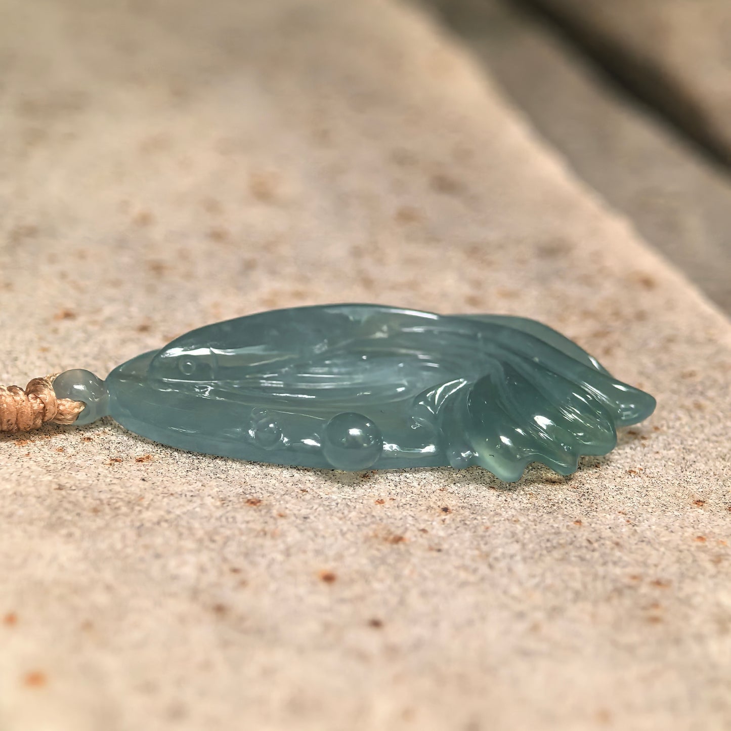 Natural Grade-A Icy Glutinous Deep Green Fish Jadeite Pendant · Burmese Jade