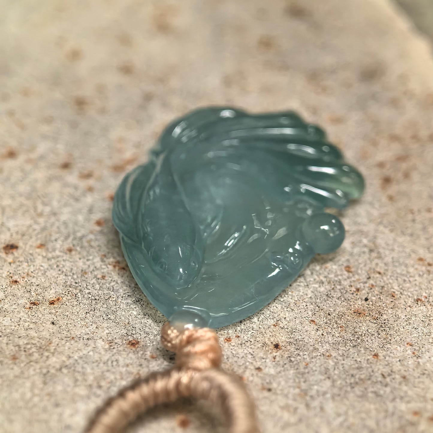 Natural Grade-A Icy Glutinous Deep Green Fish Jadeite Pendant · Burmese Jade