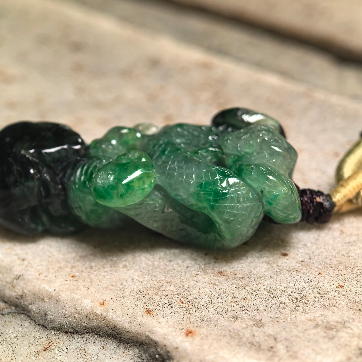 Natural Grade-A Glutinous Green Black Snake Jadeite Pendant · Burmese Jade