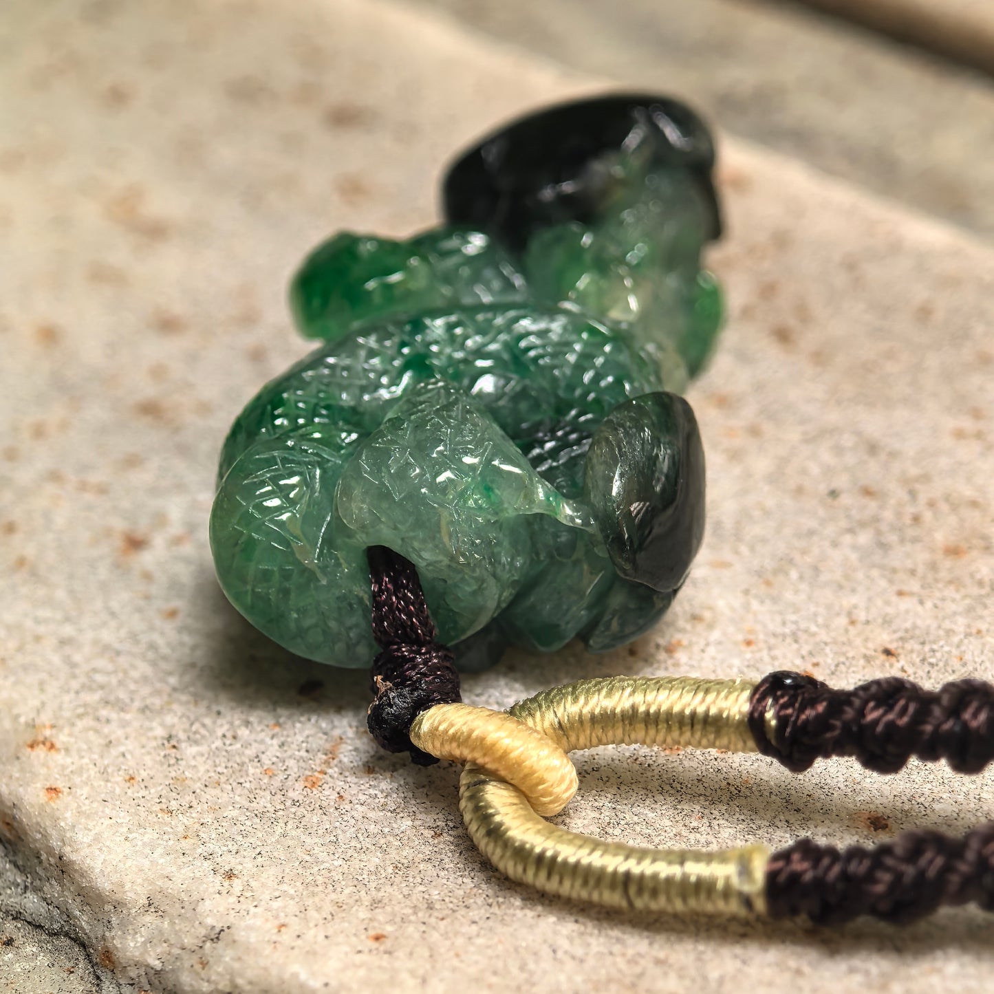 Natural Grade-A Glutinous Green Black Snake Jadeite Pendant · Burmese Jade