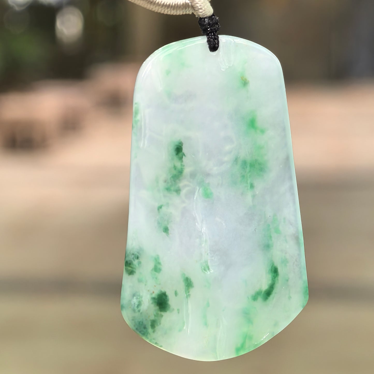 Natural Grade-A Glutinous-Icy Green Floating Color Dragon Jadeite Pendant · Burmese Jade