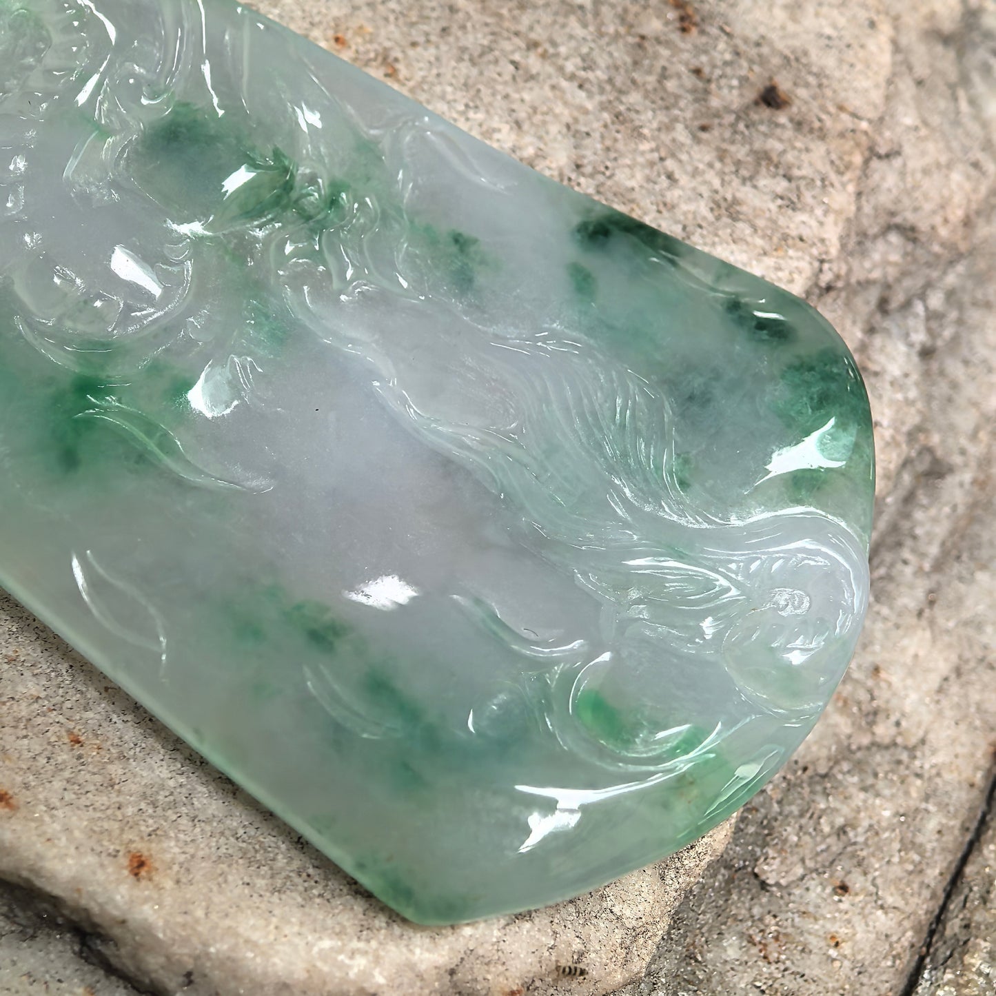 Natural Grade-A Glutinous-Icy Green Floating Color Dragon Jadeite Pendant · Burmese Jade