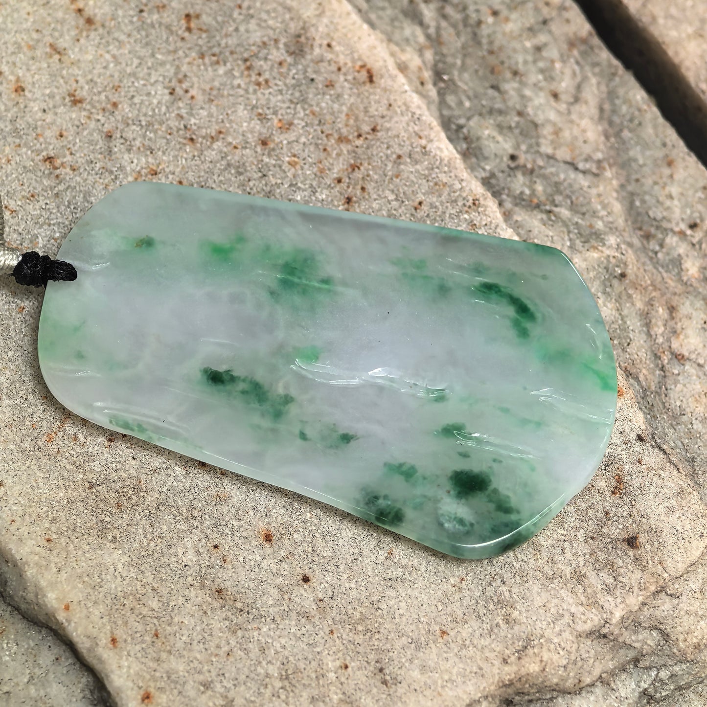 Natural Grade-A Glutinous-Icy Green Floating Color Dragon Jadeite Pendant · Burmese Jade