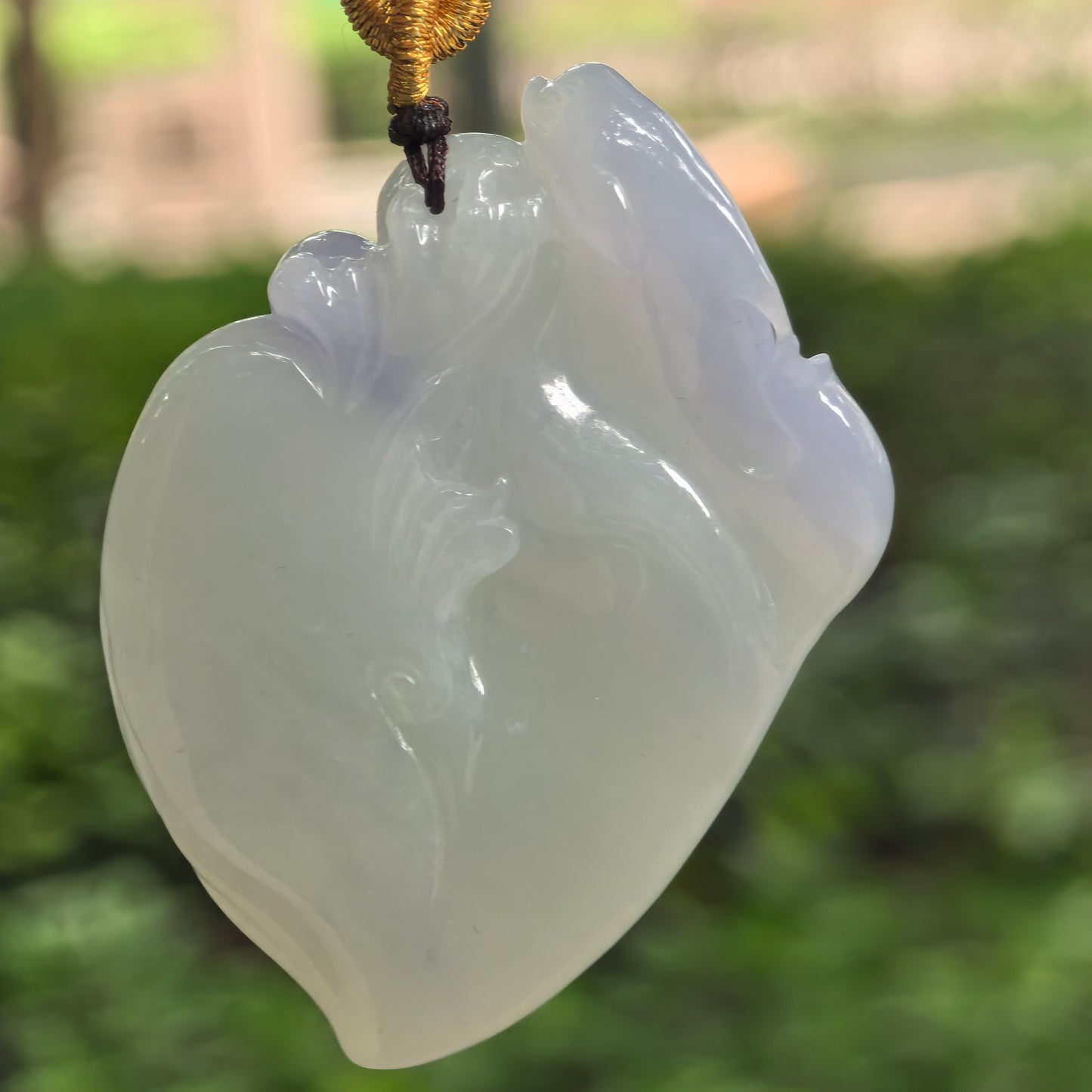 Natural Grade-A Glutinous Light Purple Dolphin Jadeite Pendant · Burmese Jade