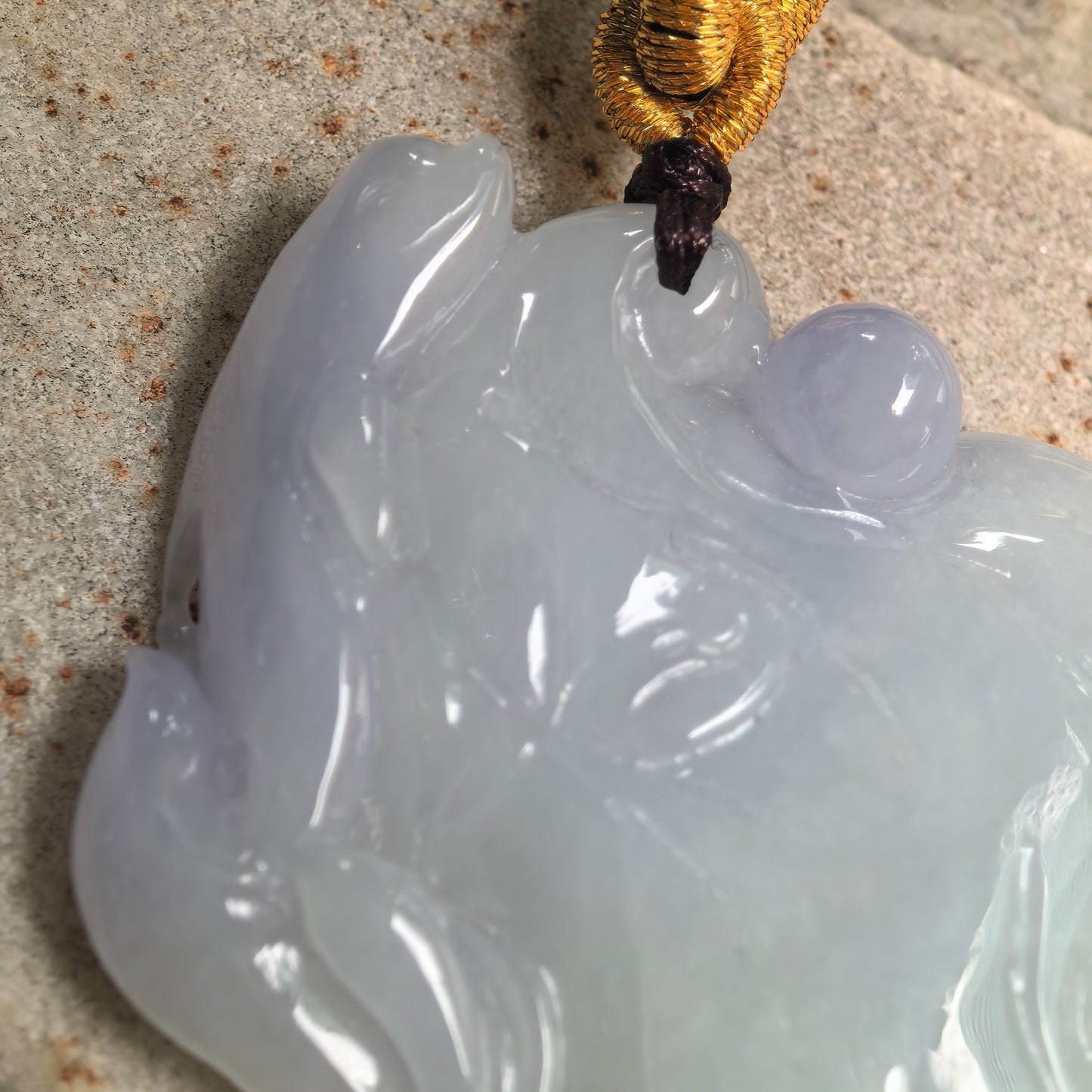 Natural Grade-A Glutinous Light Purple Dolphin Jadeite Pendant · Burmese Jade