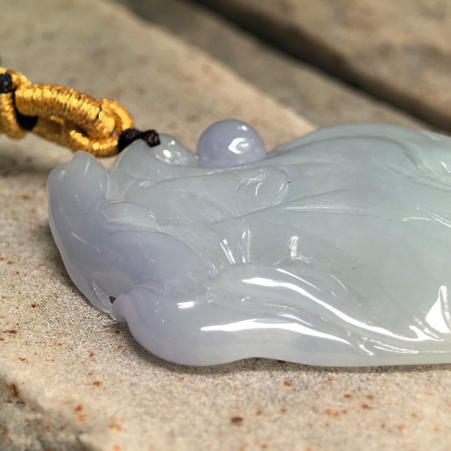 Natural Grade-A Glutinous Light Purple Dolphin Jadeite Pendant · Burmese Jade