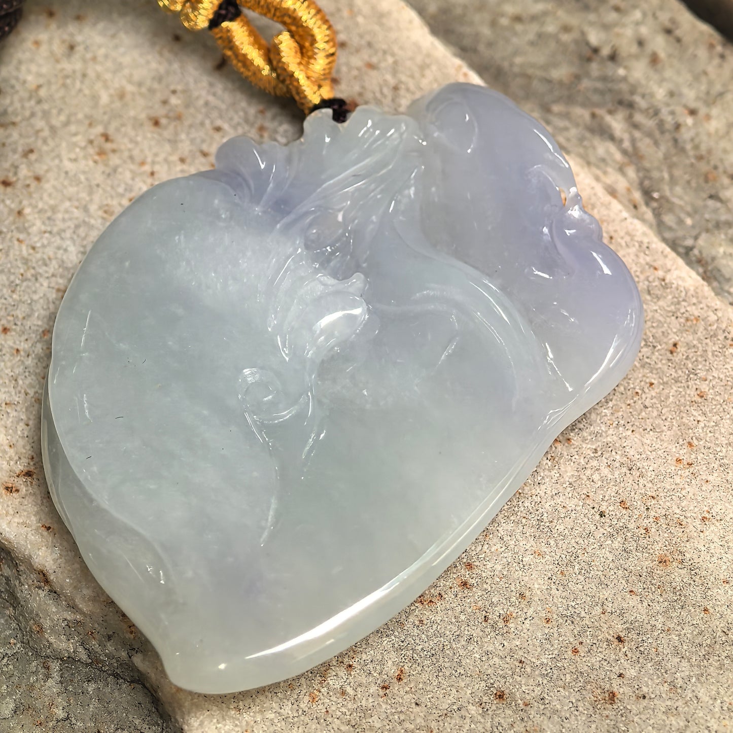 Natural Grade-A Glutinous Light Purple Dolphin Jadeite Pendant · Burmese Jade