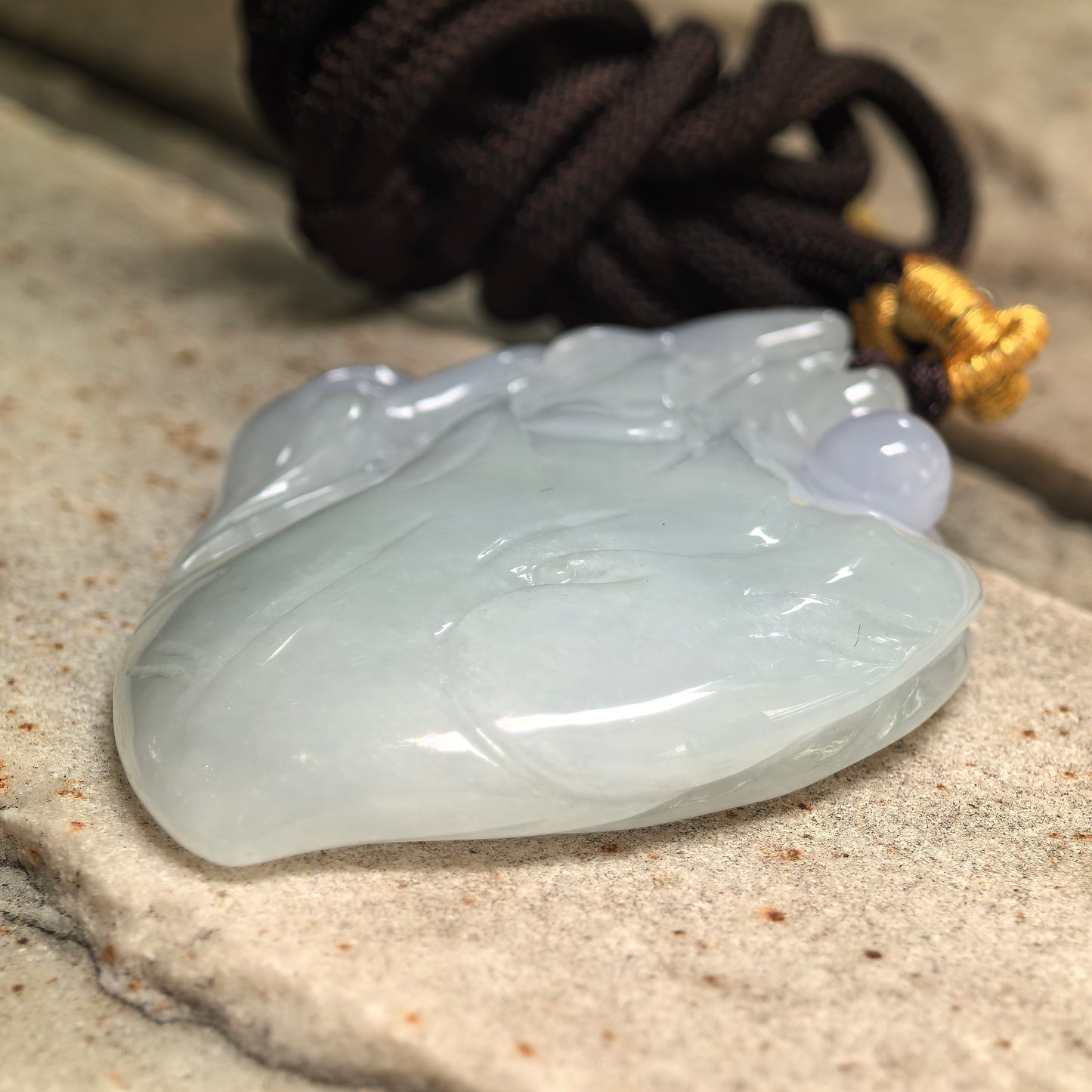 Natural Grade-A Glutinous Light Purple Dolphin Jadeite Pendant · Burmese Jade